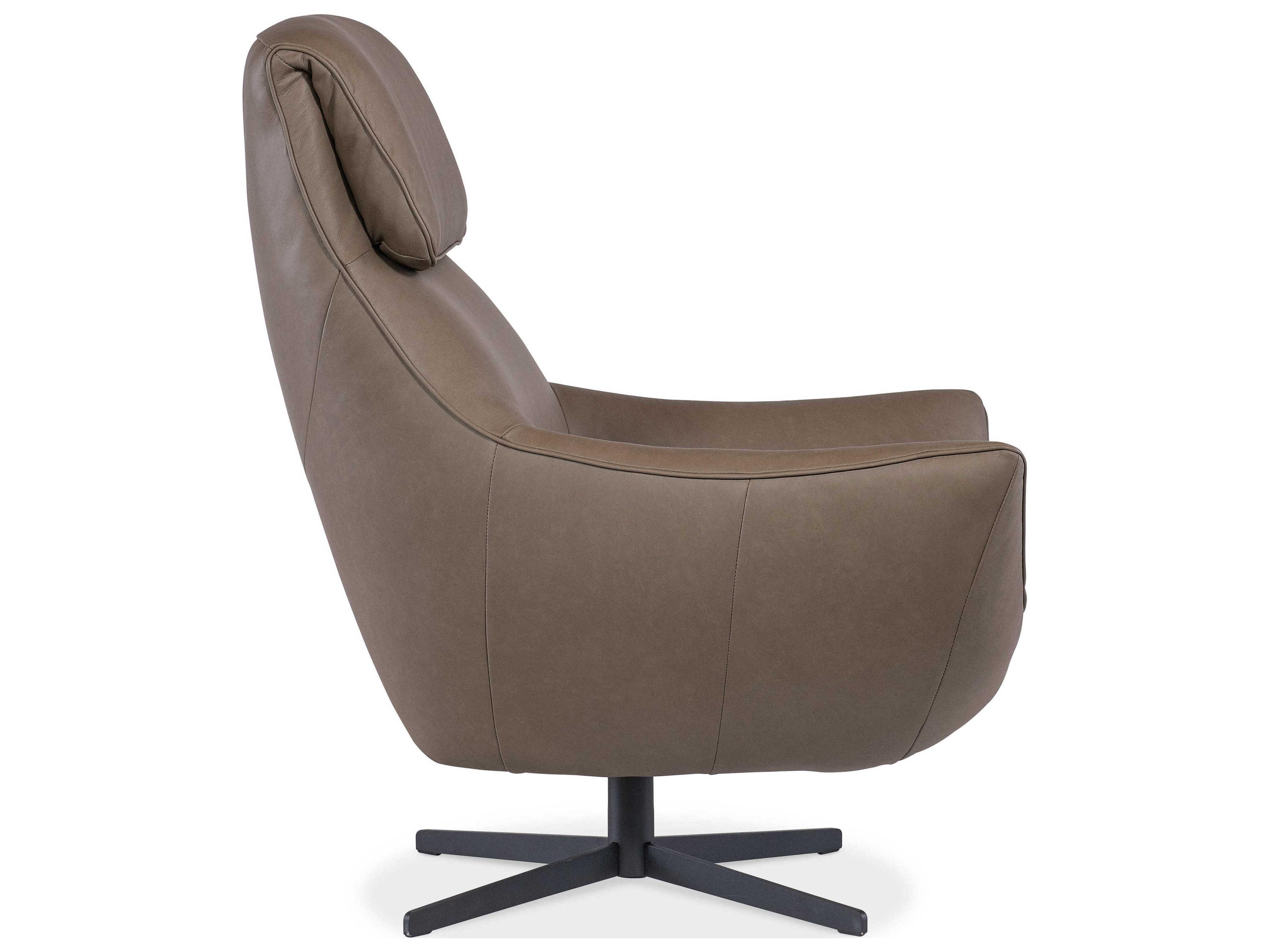 Hooker Furniture Hughes Swivel Brown Leather Accent Chair
