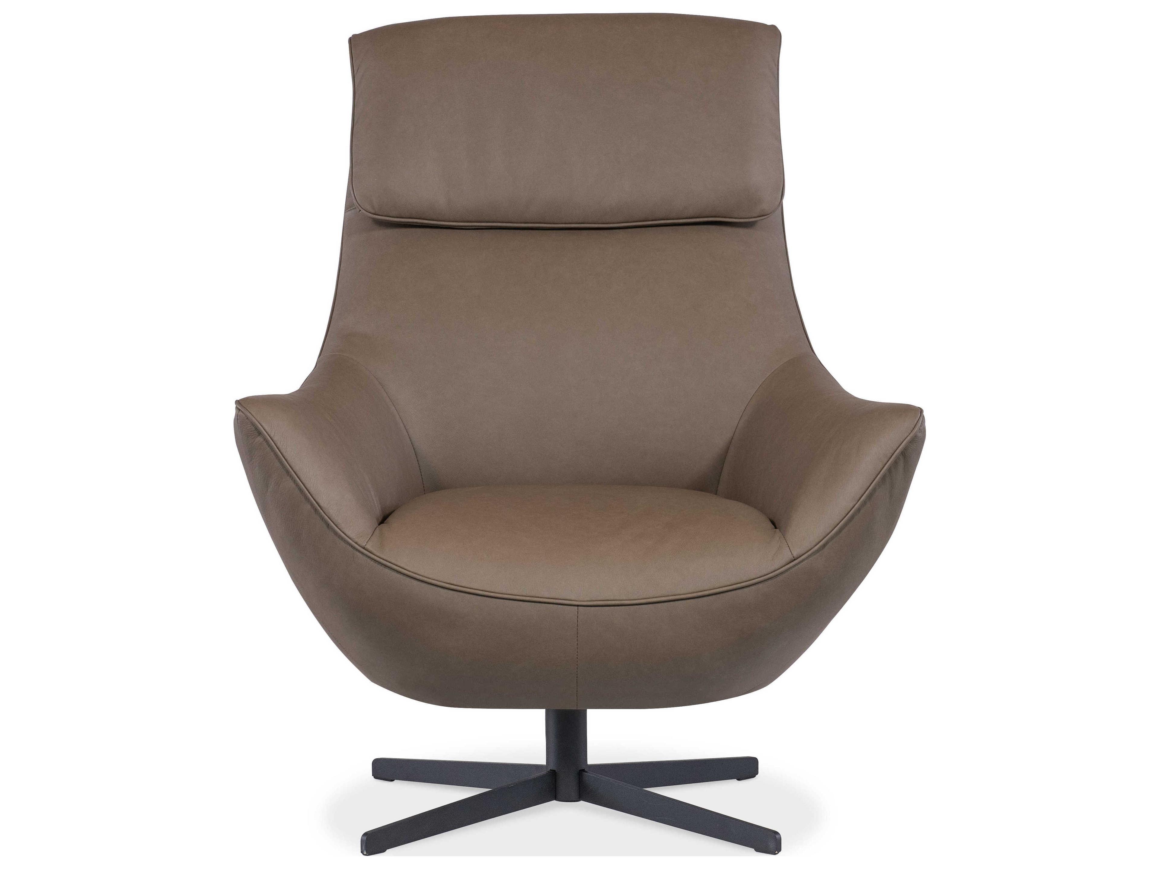 Hooker Furniture Hughes Swivel Brown Leather Accent Chair