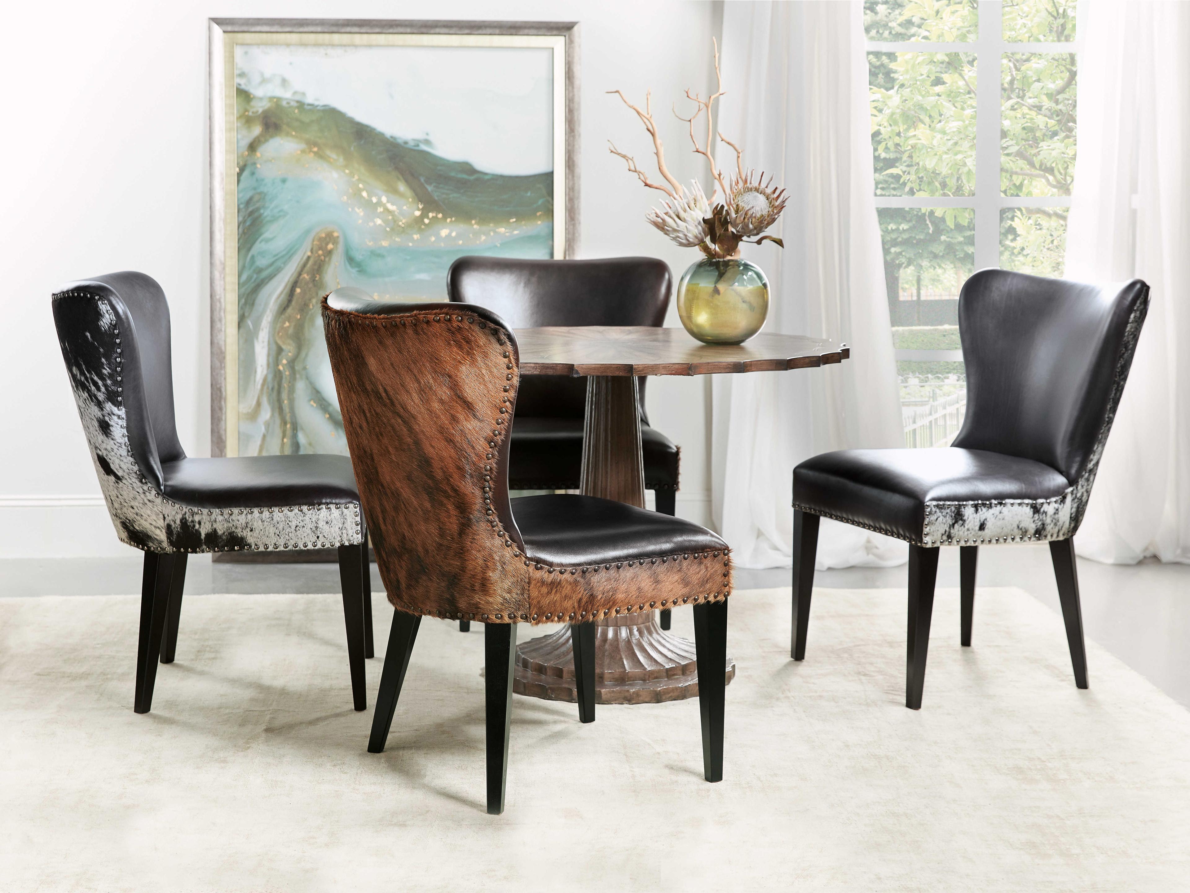 Luxecor Kale Leather Black Upholstered Side Dining Chair