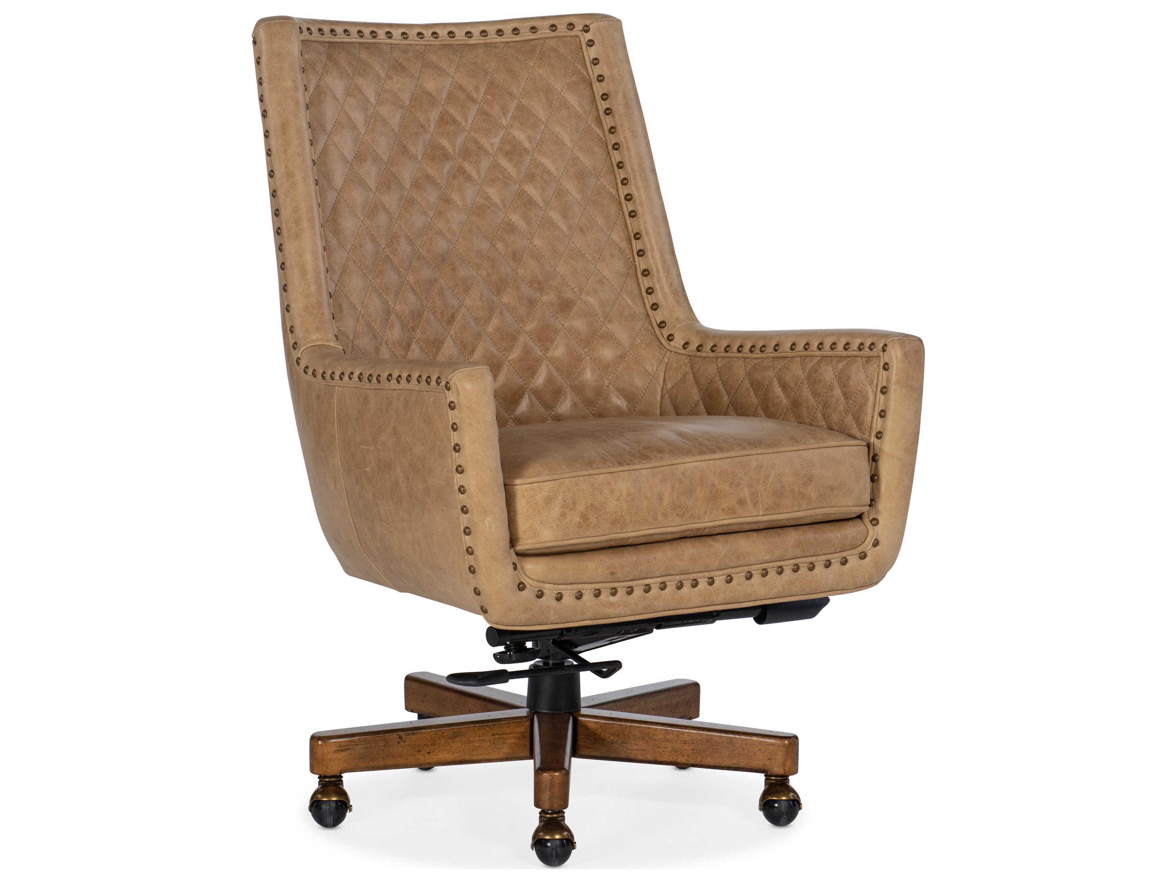 Ec Brown Leather Adjustable Executive Desk Chair