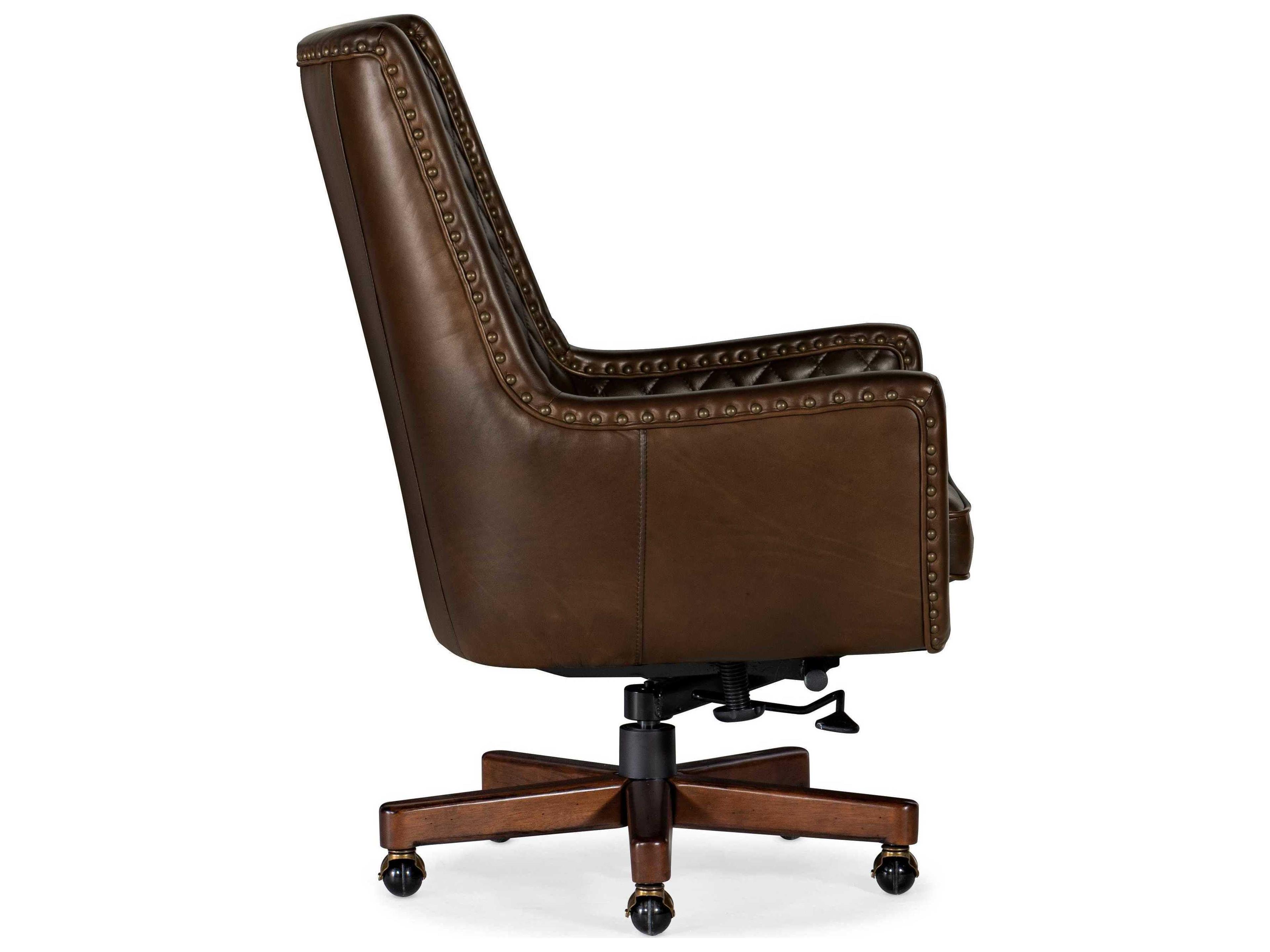 Luxecor Kent Tufted Brown Leather Adjustable Swivel Tilt Executive Desk Chair