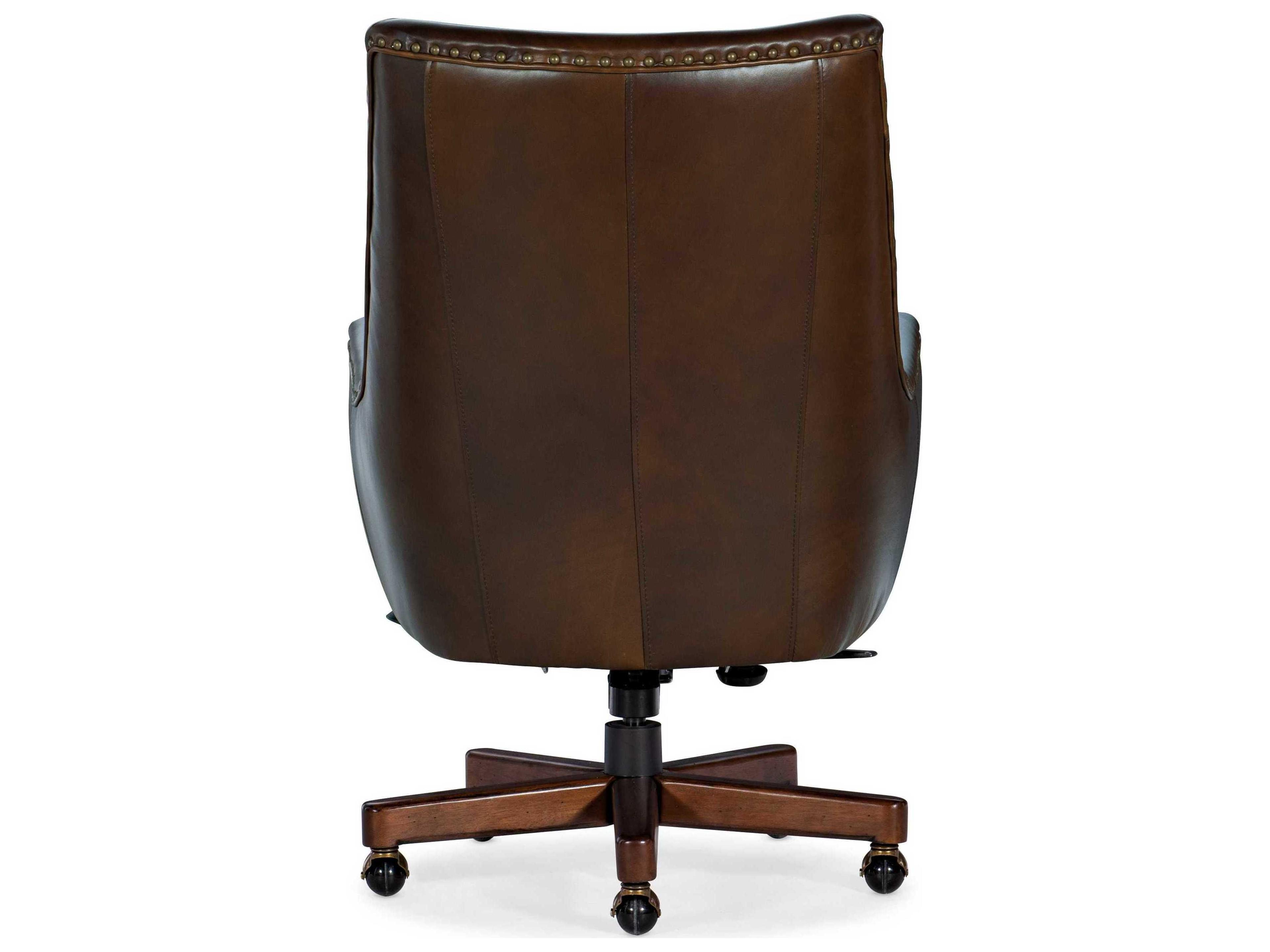 Luxecor Kent Tufted Brown Leather Adjustable Swivel Tilt Executive Desk Chair
