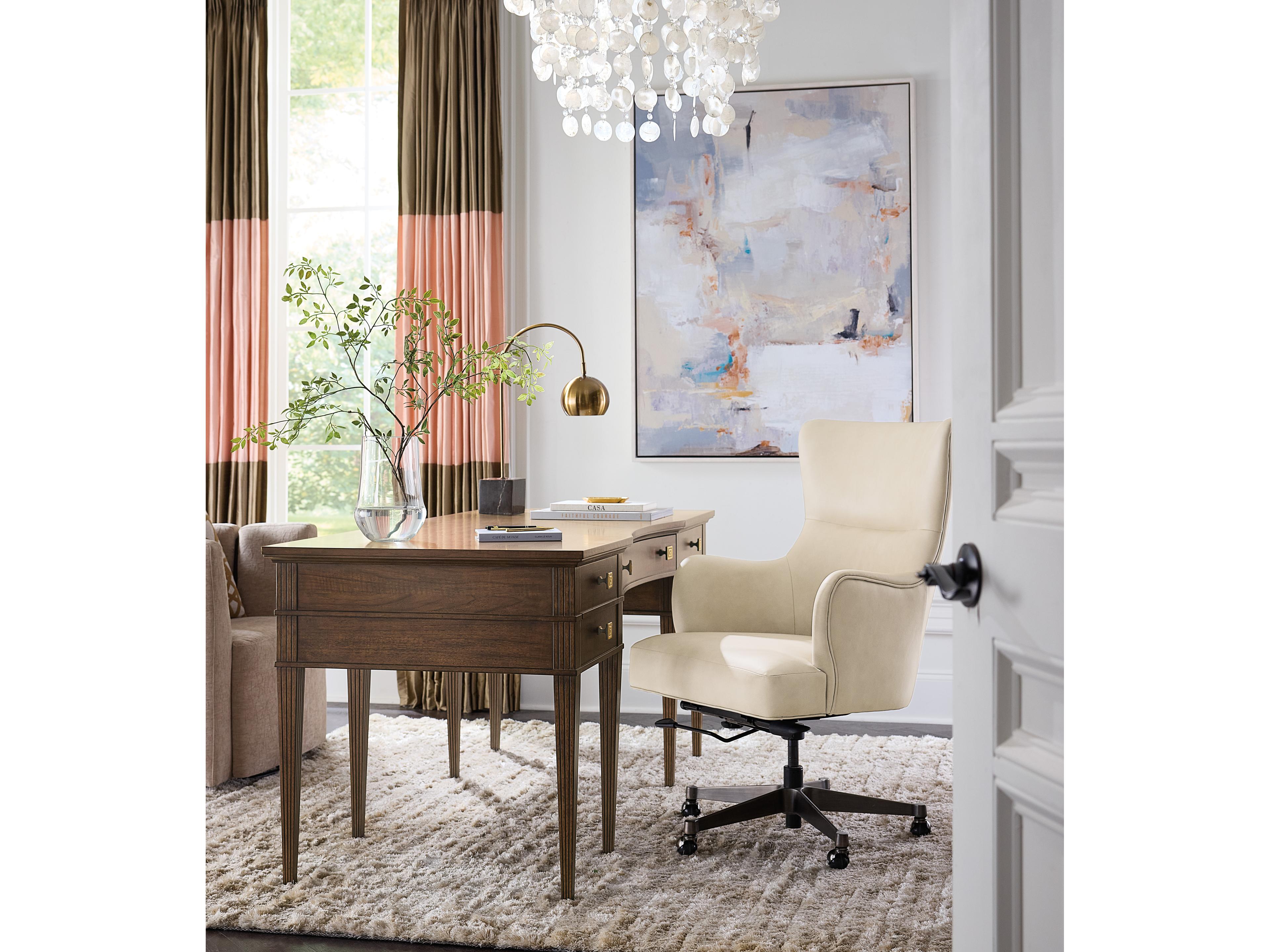 Hooker Furniture Lazzaro Beige Leather Swivel Executive Desk Chair