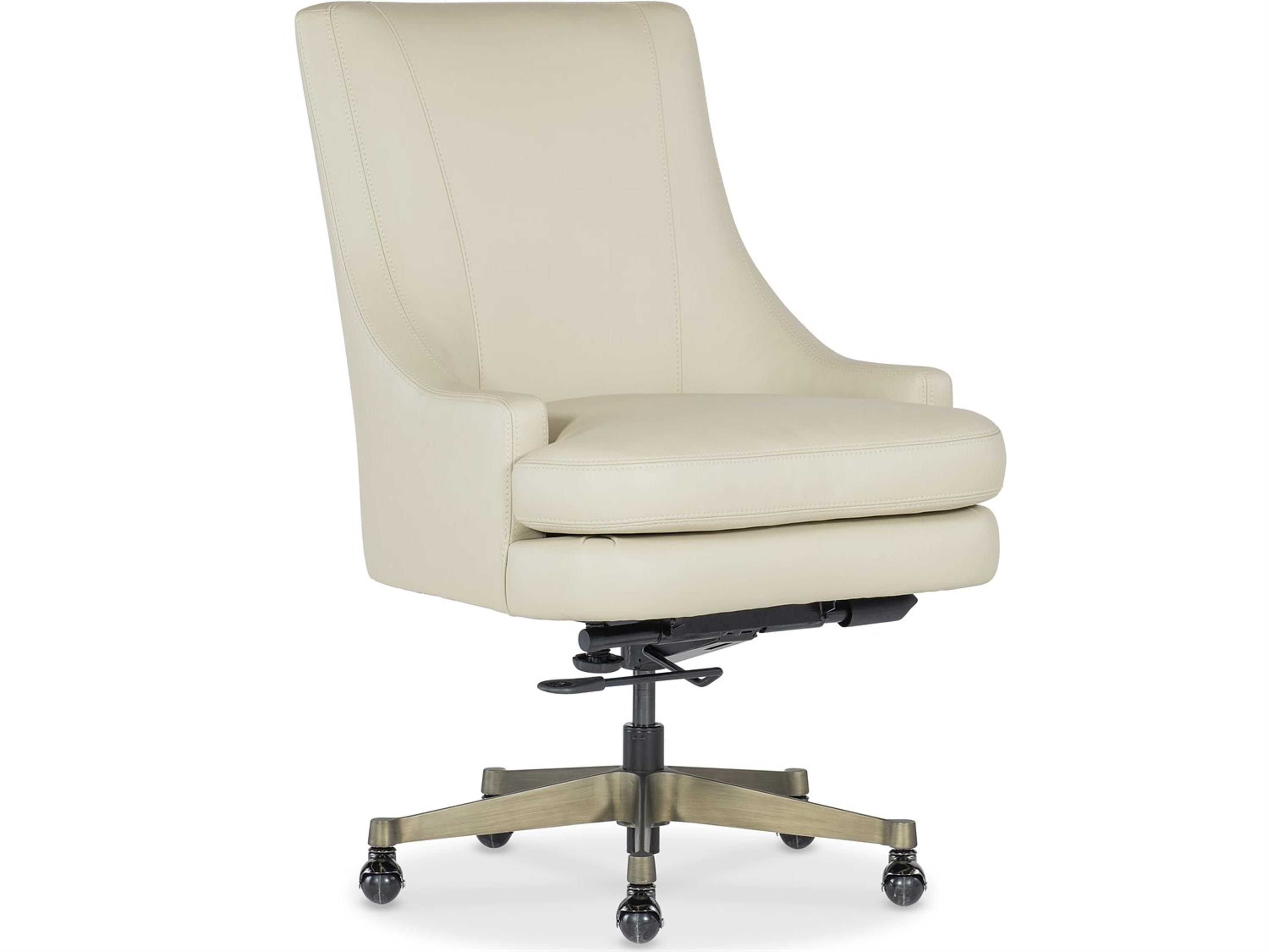 Ec Paula Beige Leather Adjustable Swivel Tilt Executive Desk Chair
