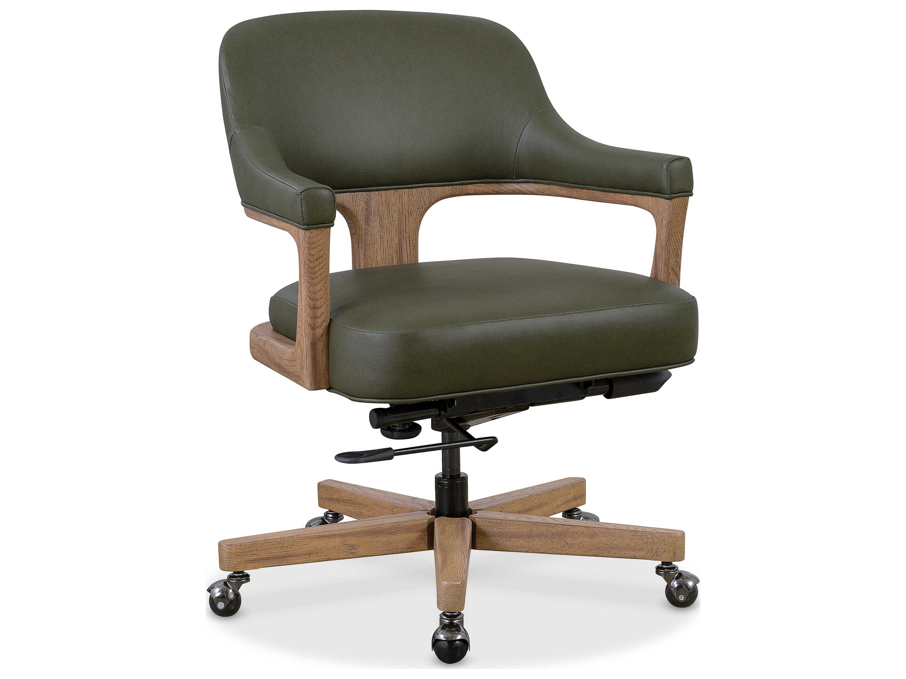 Ec Green Leather Adjustable Executive Desk Chair