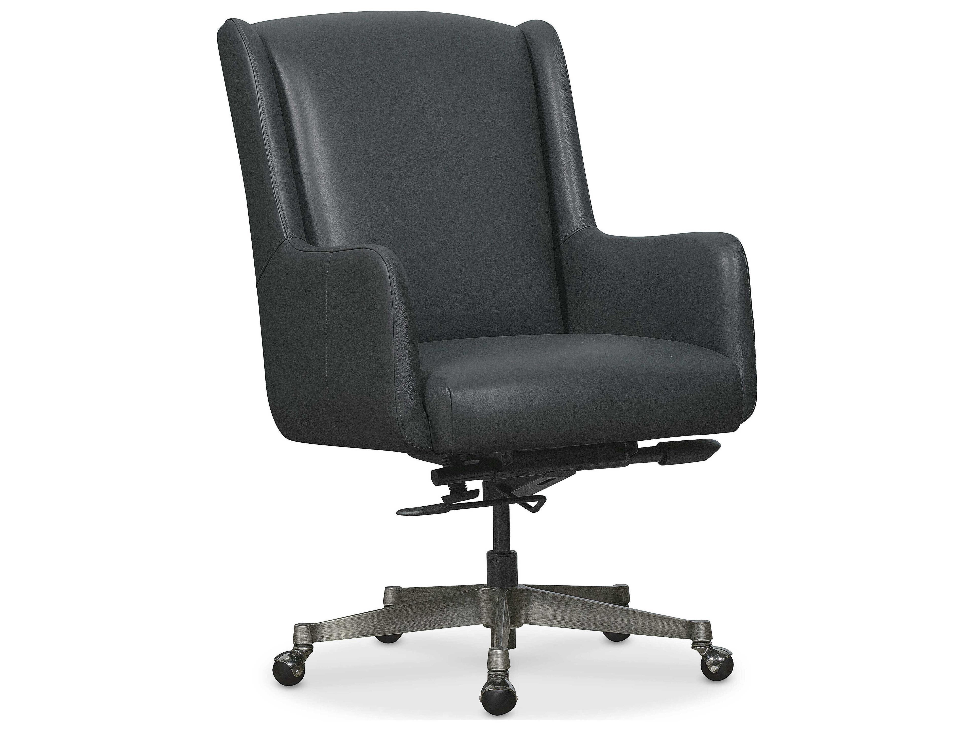 Ec Blue Leather Adjustable Executive Desk Chair