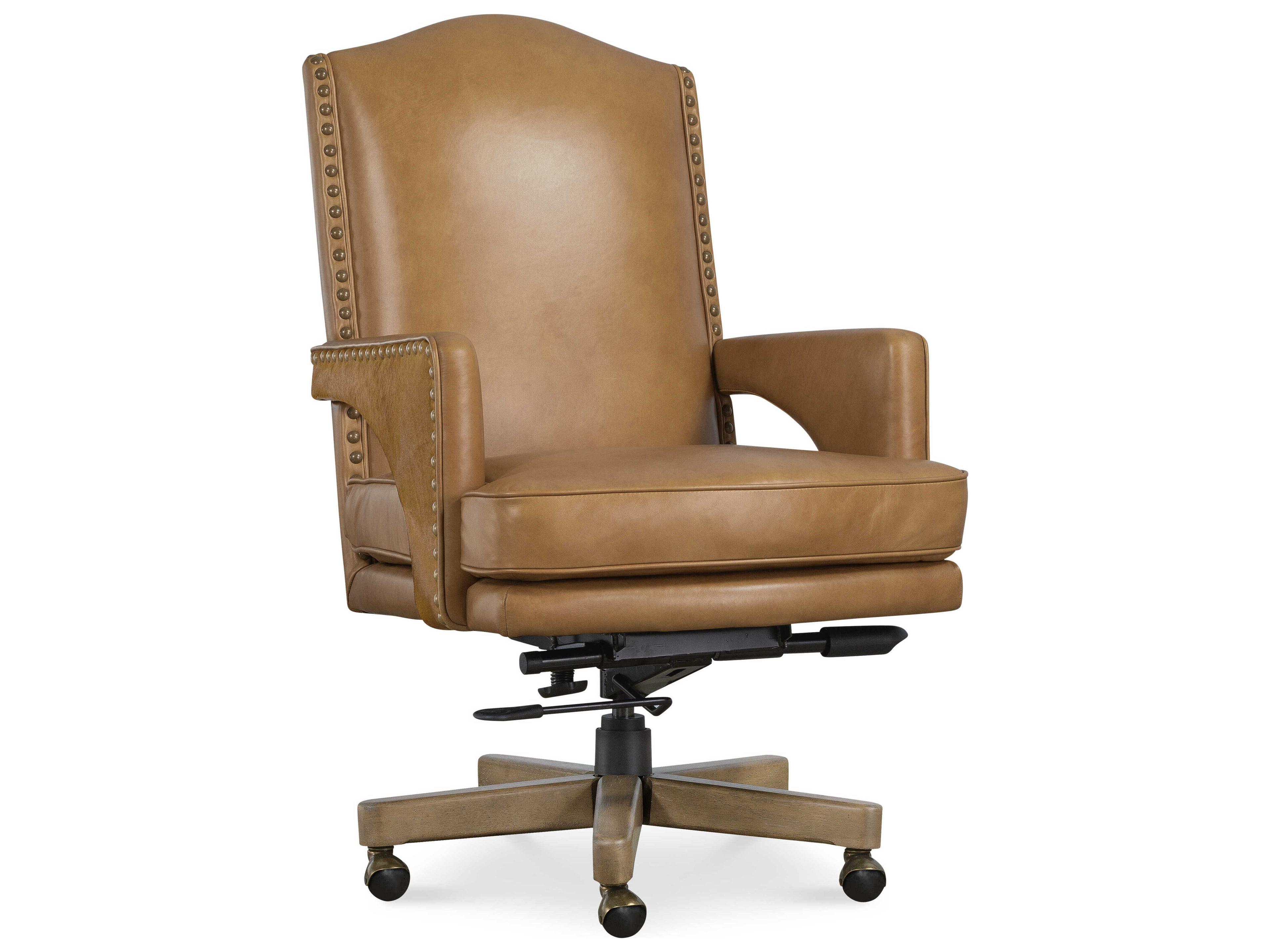 Ec Brown Leather Adjustable Executive Desk Chair