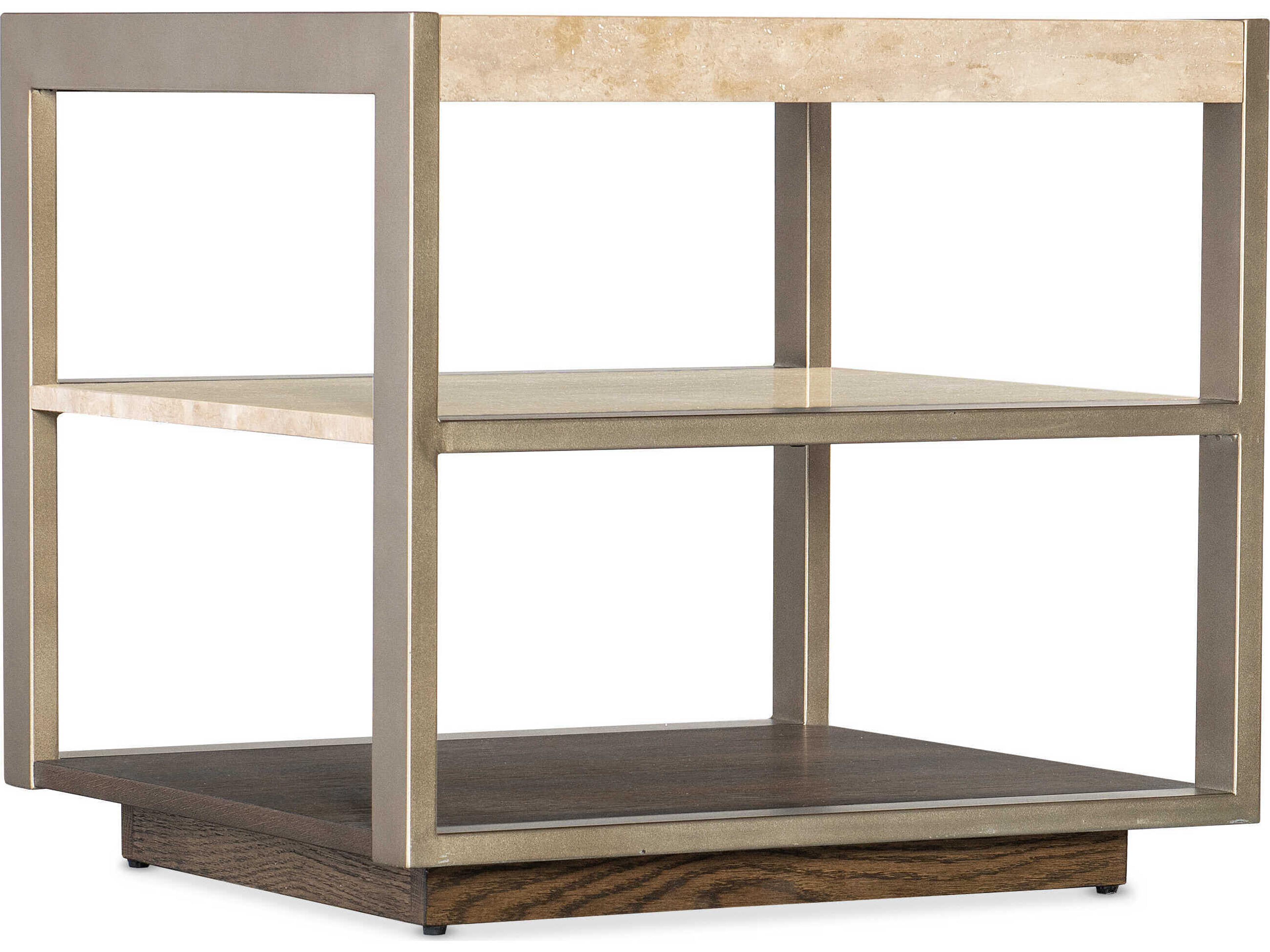 Hammon Square Marble Oak End Table