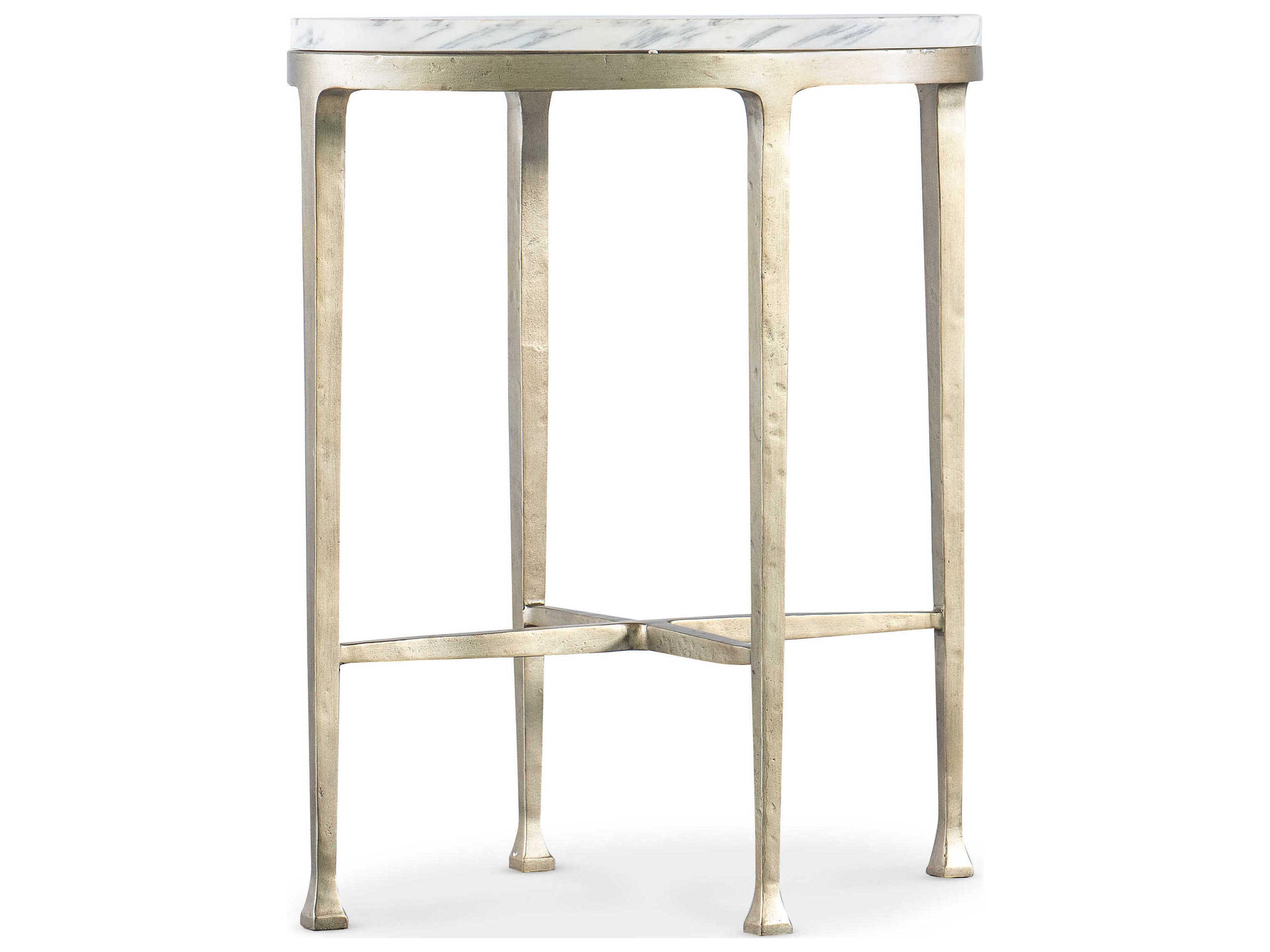 Jules Round Marble White Gray End Table