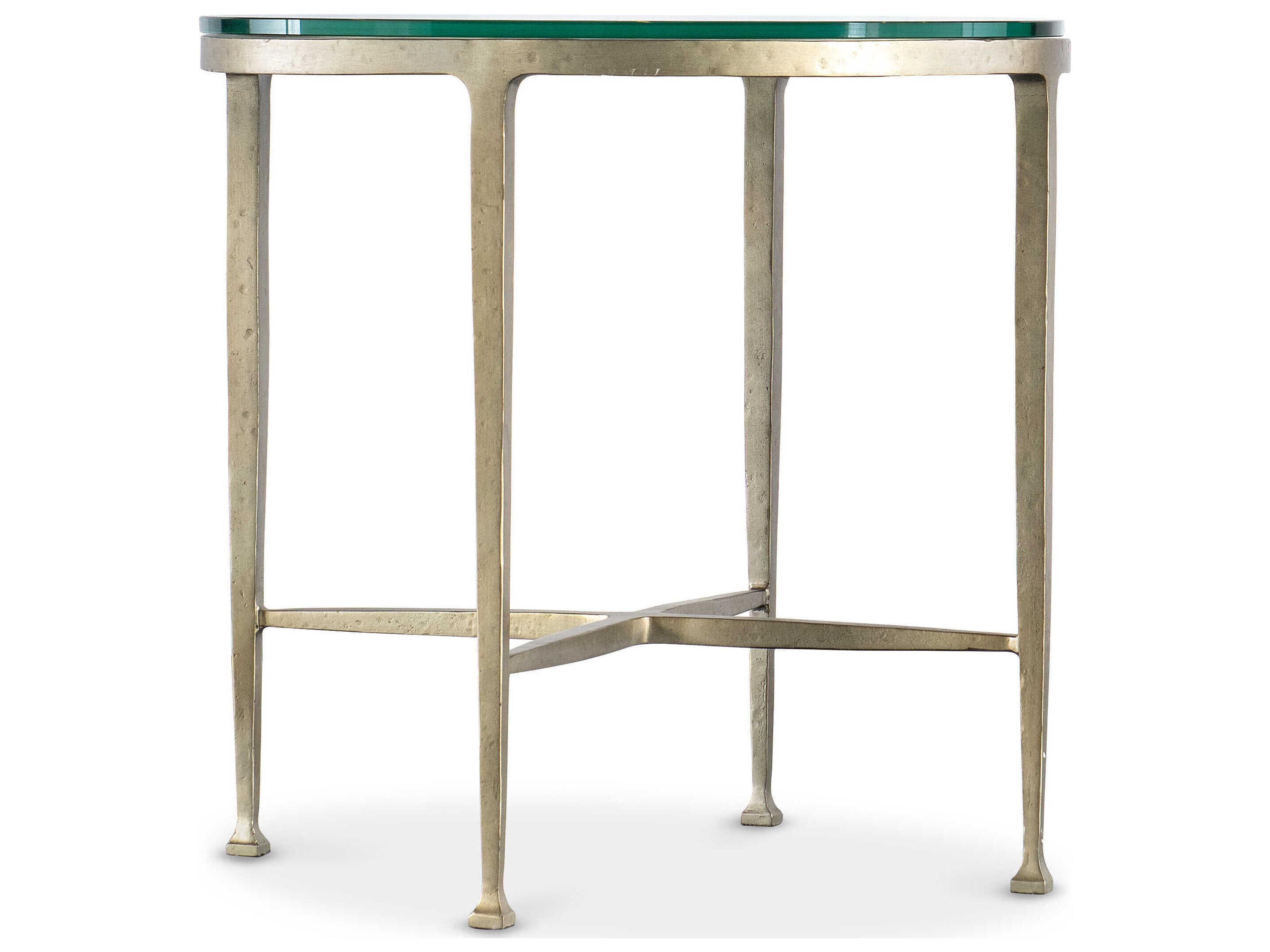 Cora Round Glass Champagne End Table