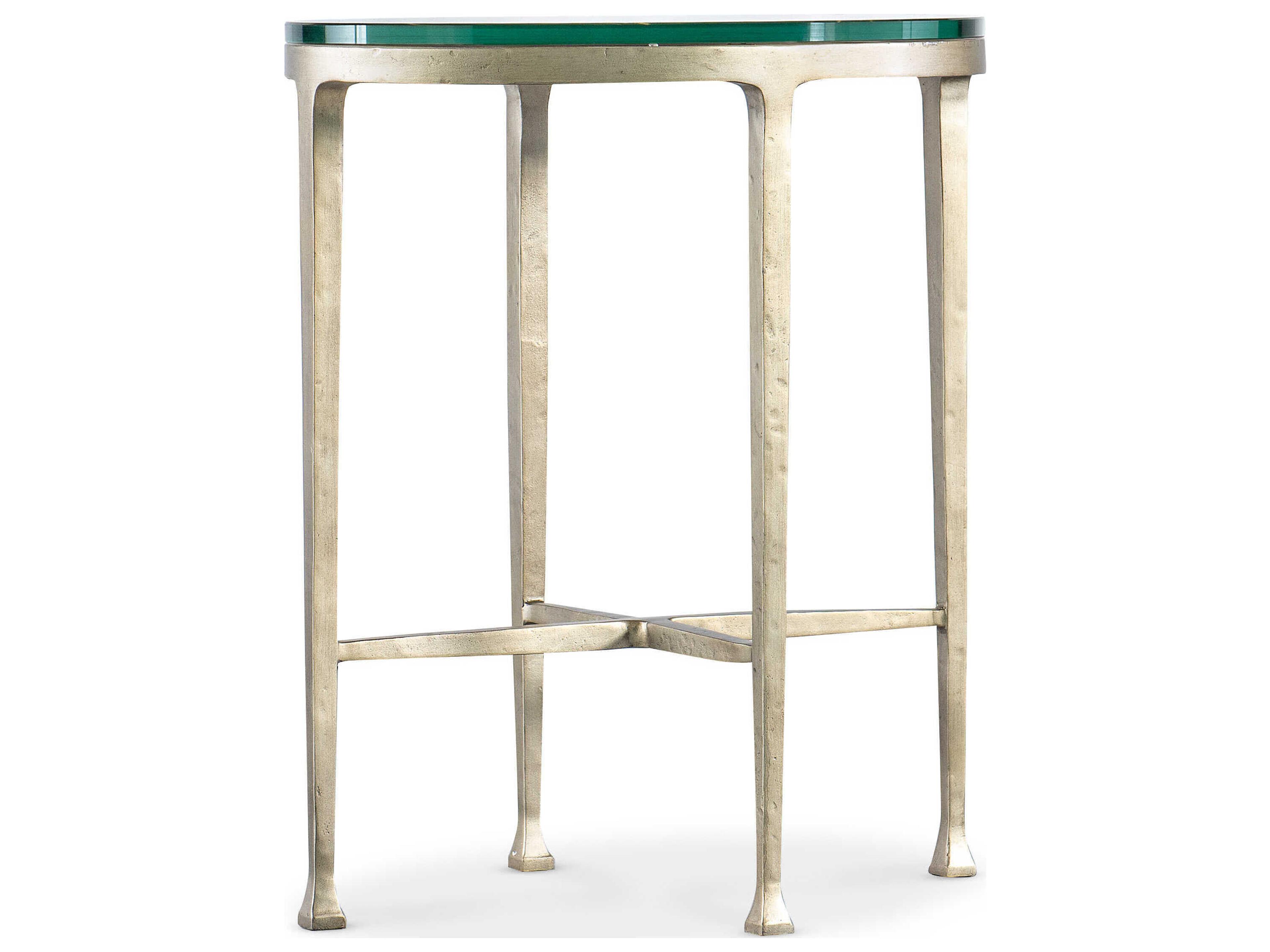Cora Round Glass Champagne End Table