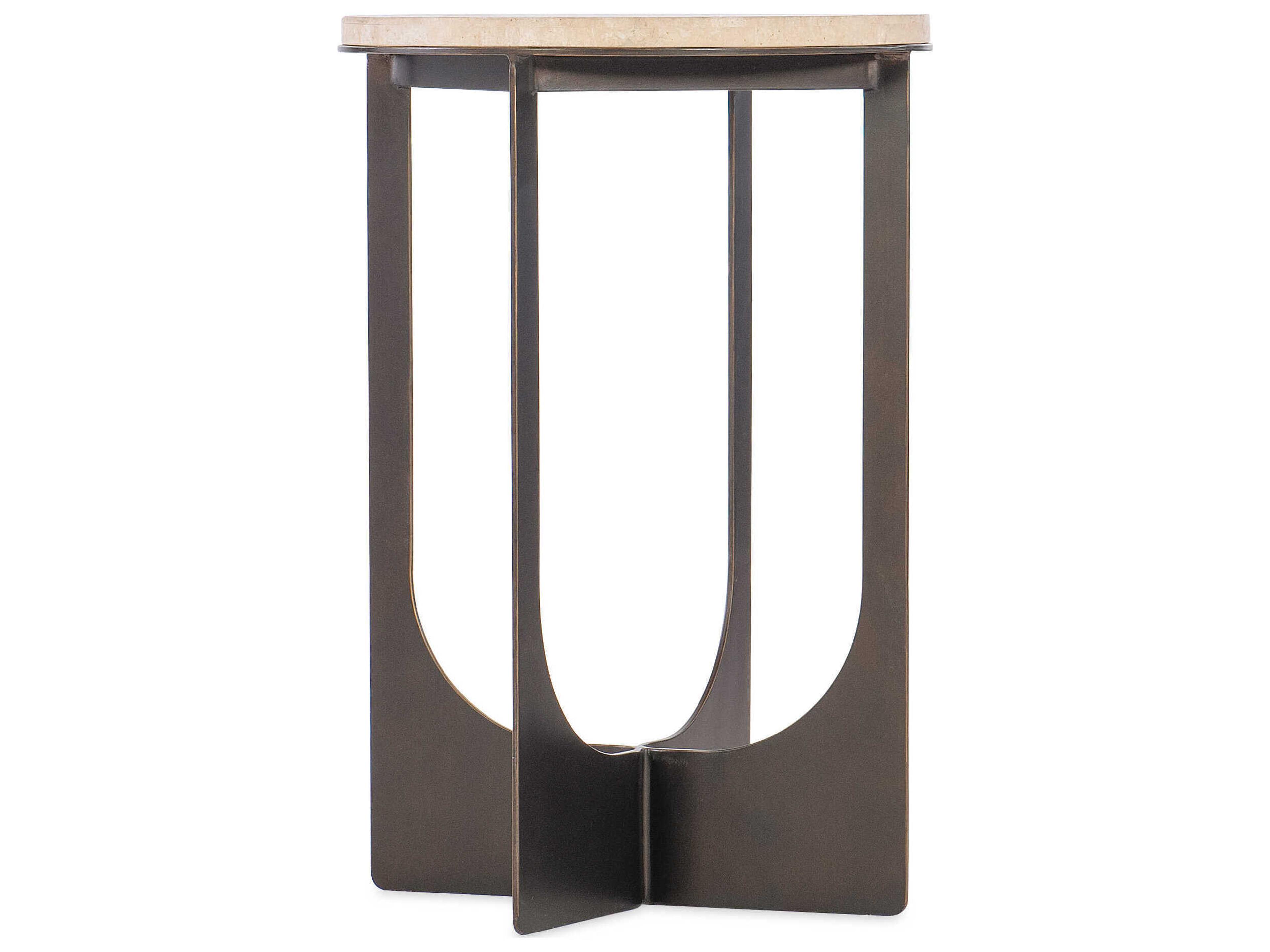 Lynx Round Marble Dark Bronze End Table