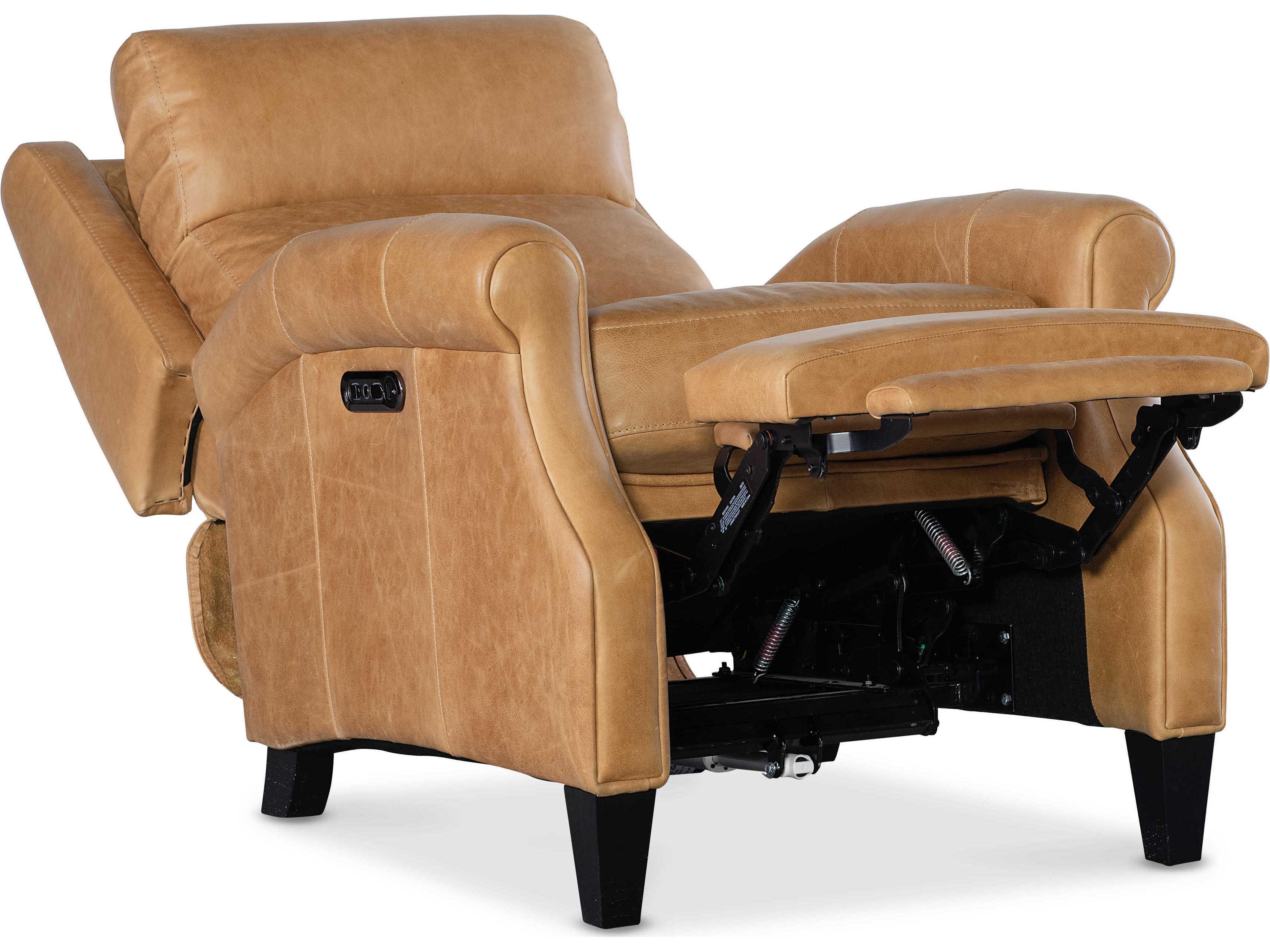 Hooker Furniture Hurley Power Saddlebag Coin Dark Brown Leather Recliner with Headrest