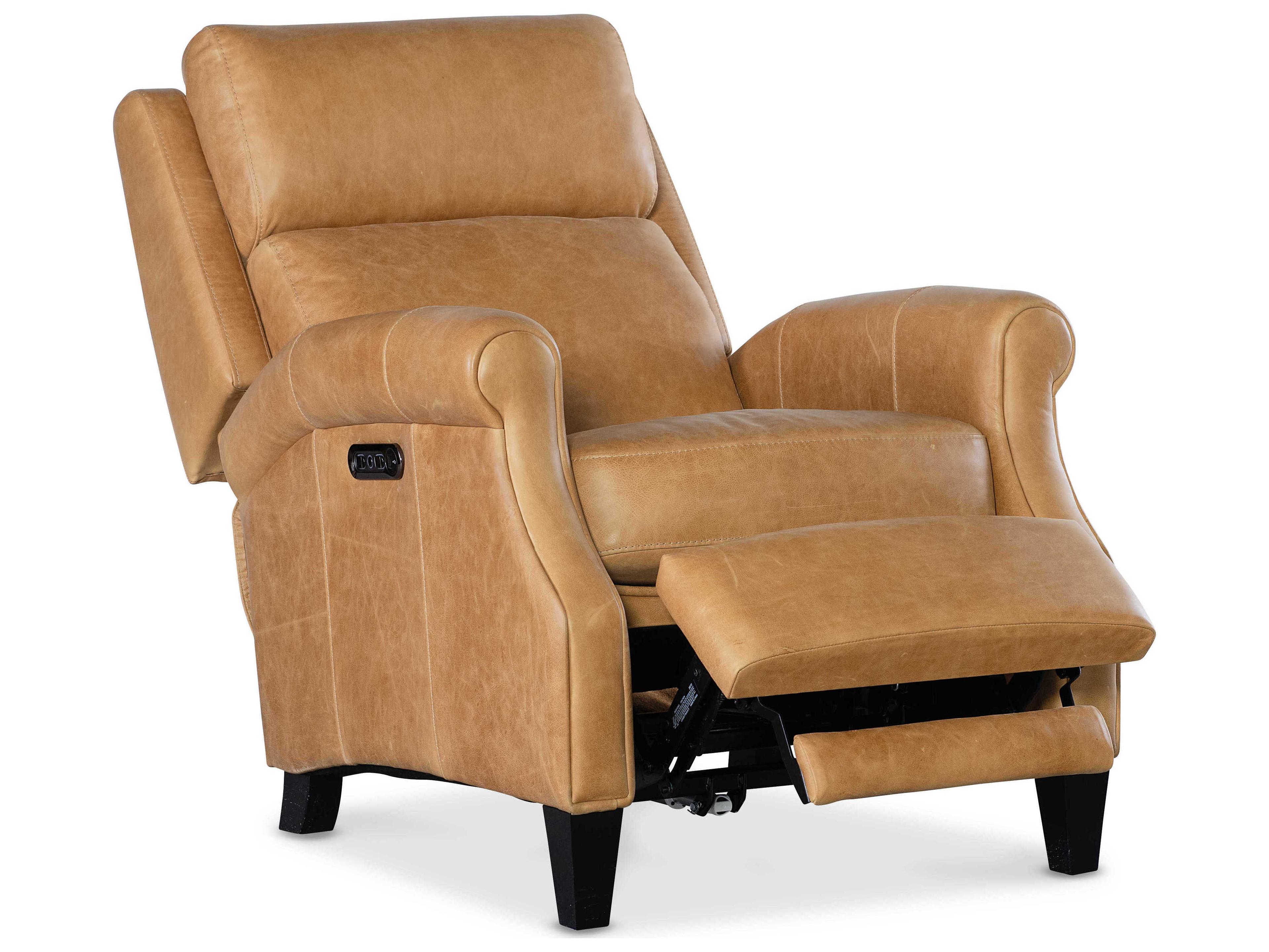 Hooker Furniture Hurley Power Saddlebag Coin Dark Brown Leather Recliner with Headrest