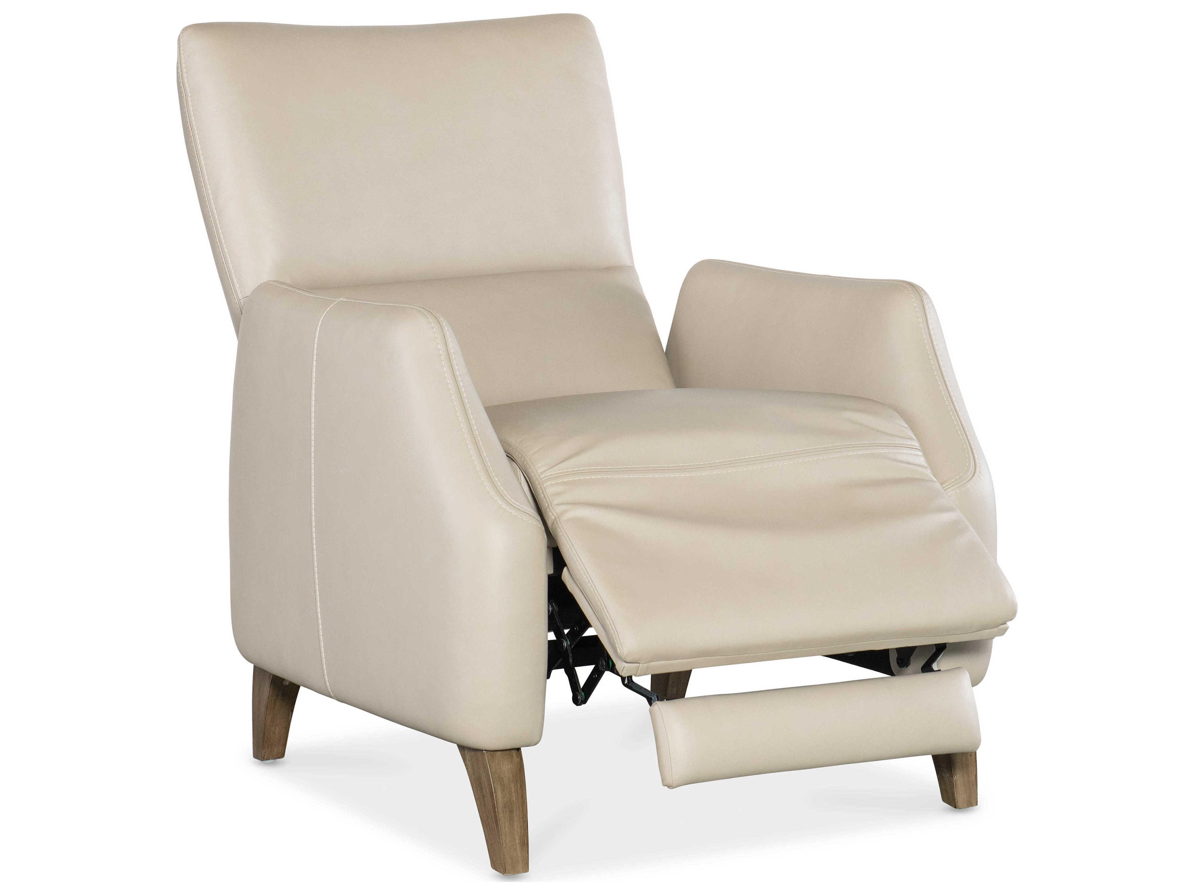 Hooker Furniture Apollo Mineral Light Wood White Leather Recliner