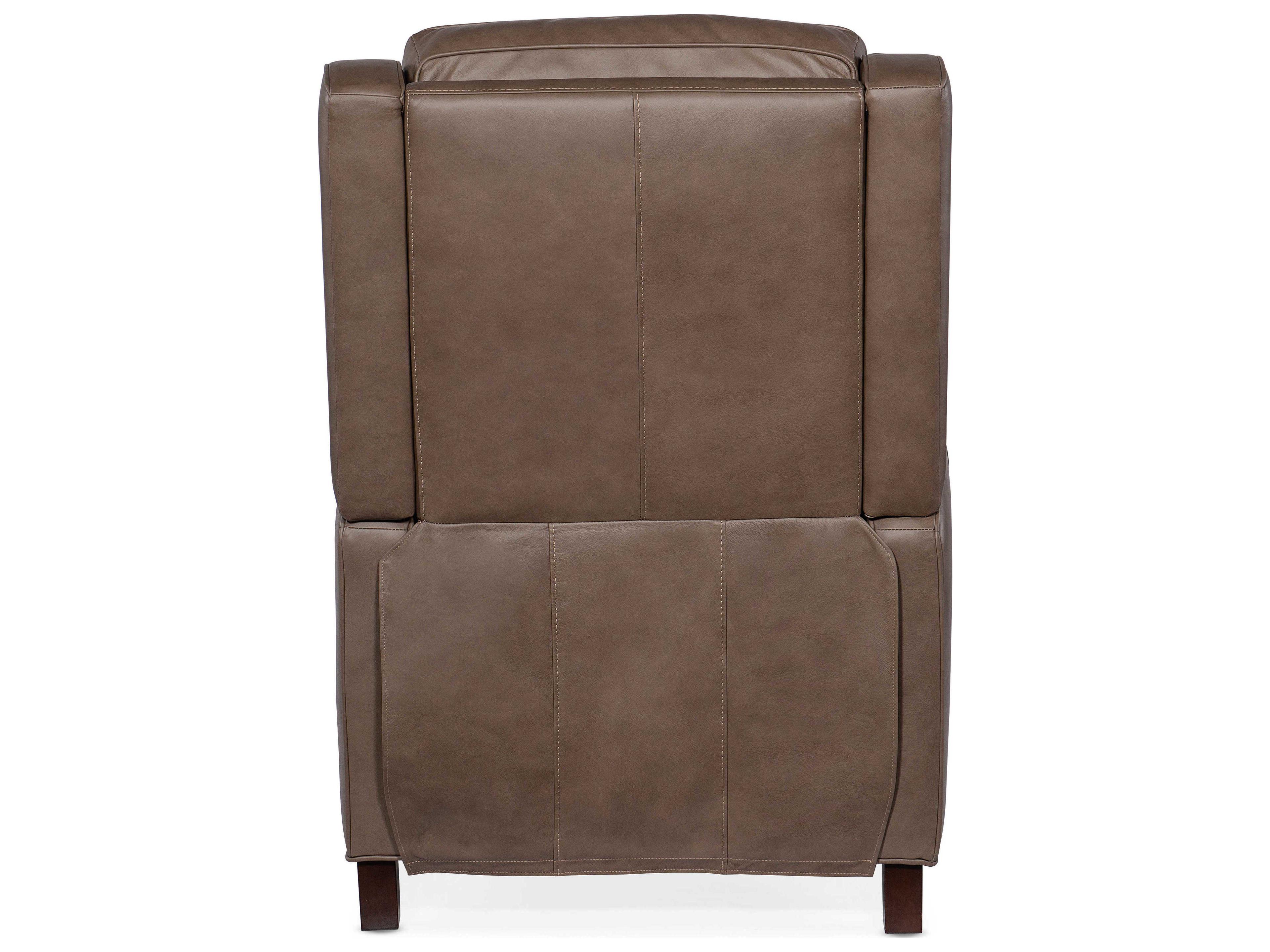 Hooker Furniture Tricia Power Aspen Lenado Dark Wood Brown Leather Recliner with Headrest