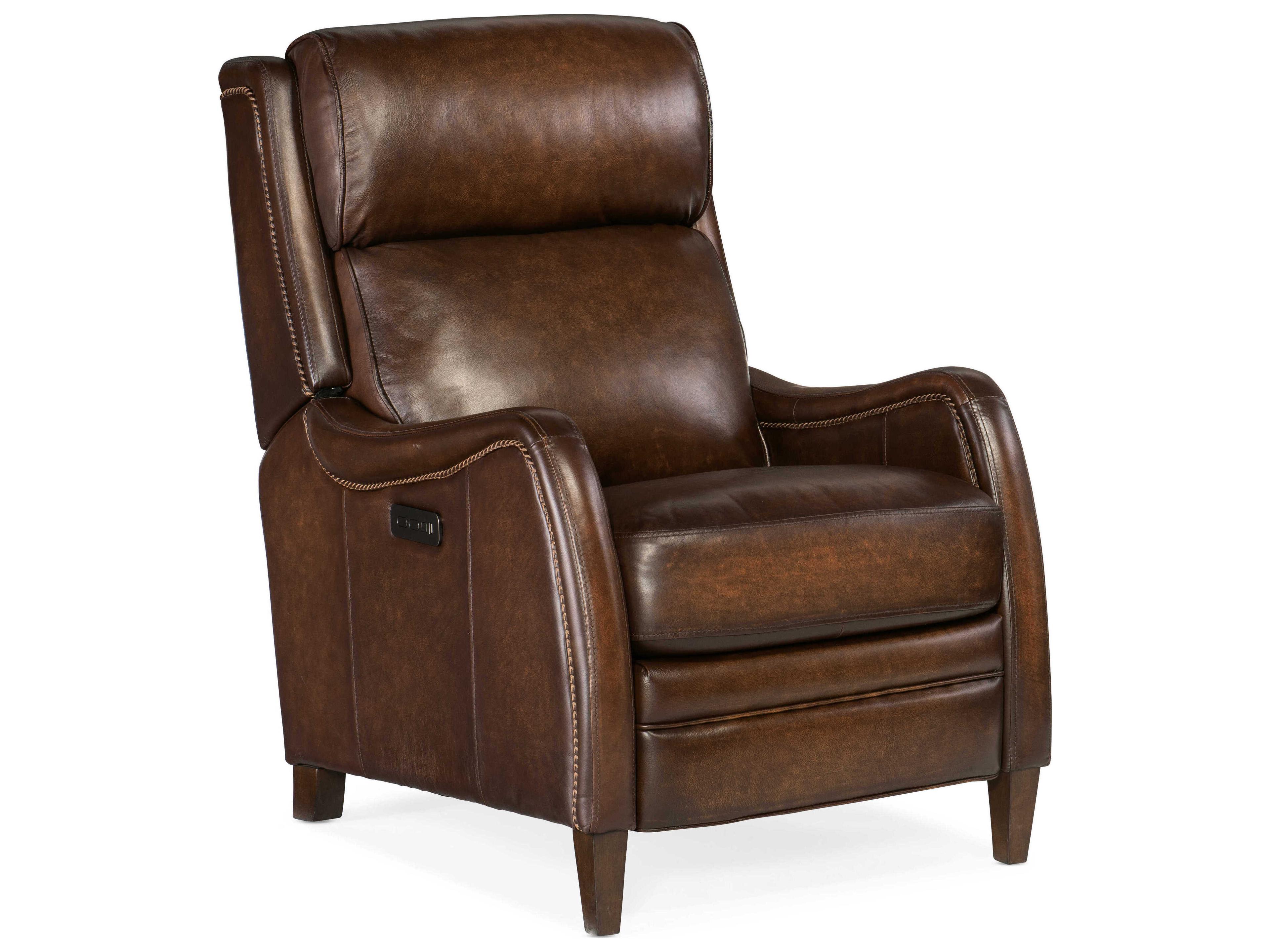 Heritage Dark Wood Brown Leather Recliner