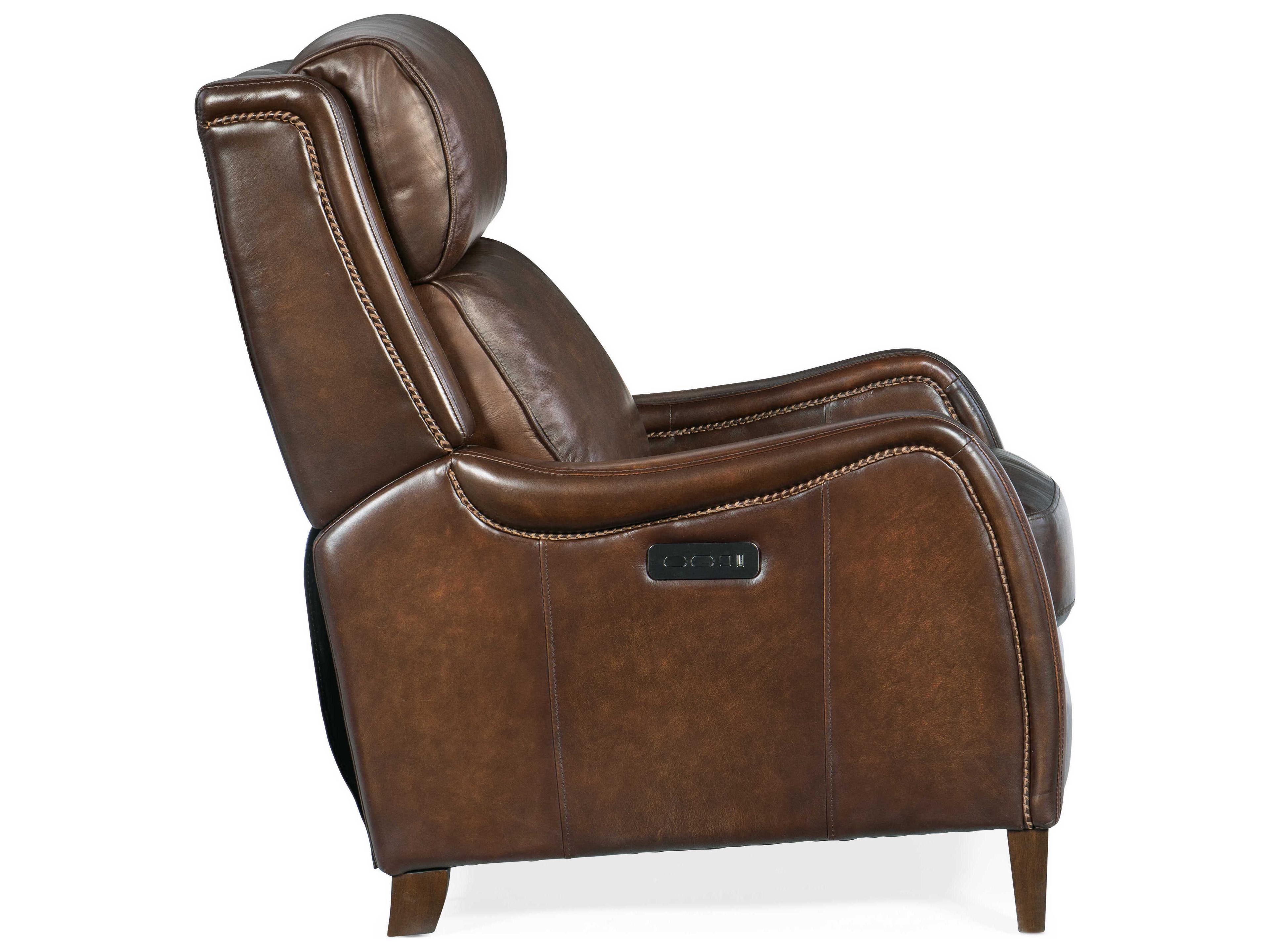 Luxecor Heritage Dark Wood Brown Leather Recliner