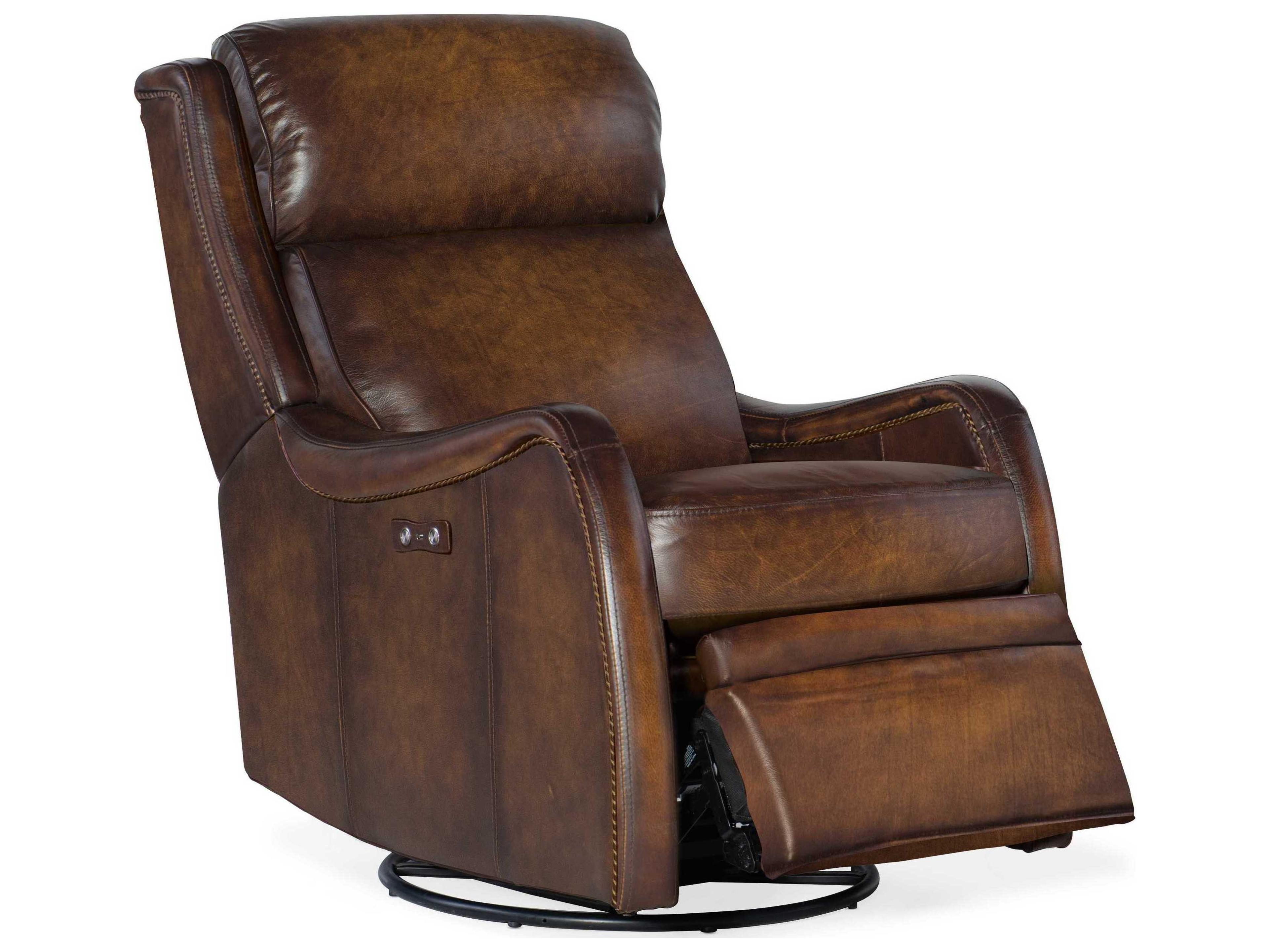 Luxecor Stark Power Swivel Glider Brindisi San Marco Brown Leather Recliner