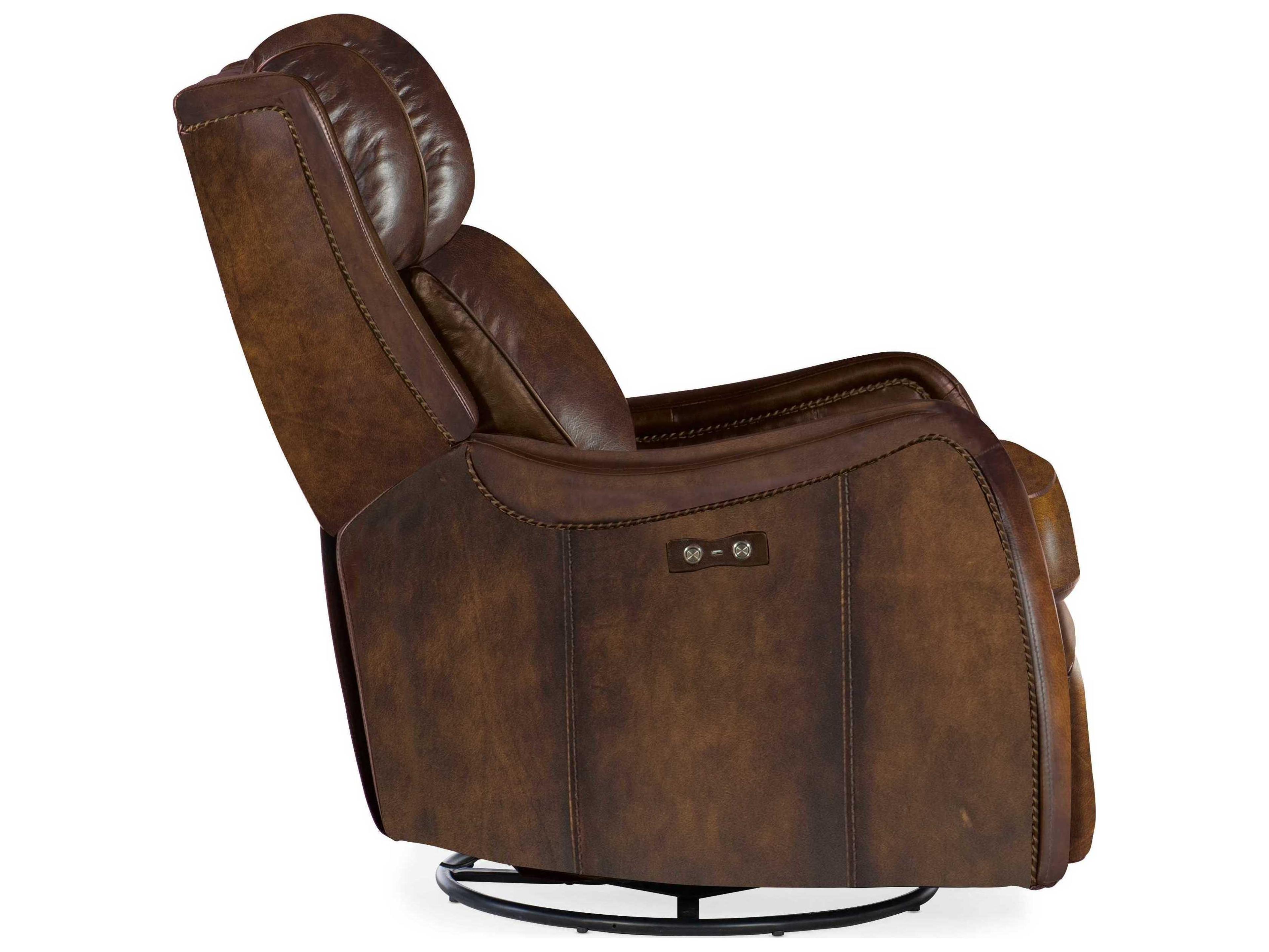 Luxecor Stark Power Swivel Glider Brindisi San Marco Brown Leather Recliner