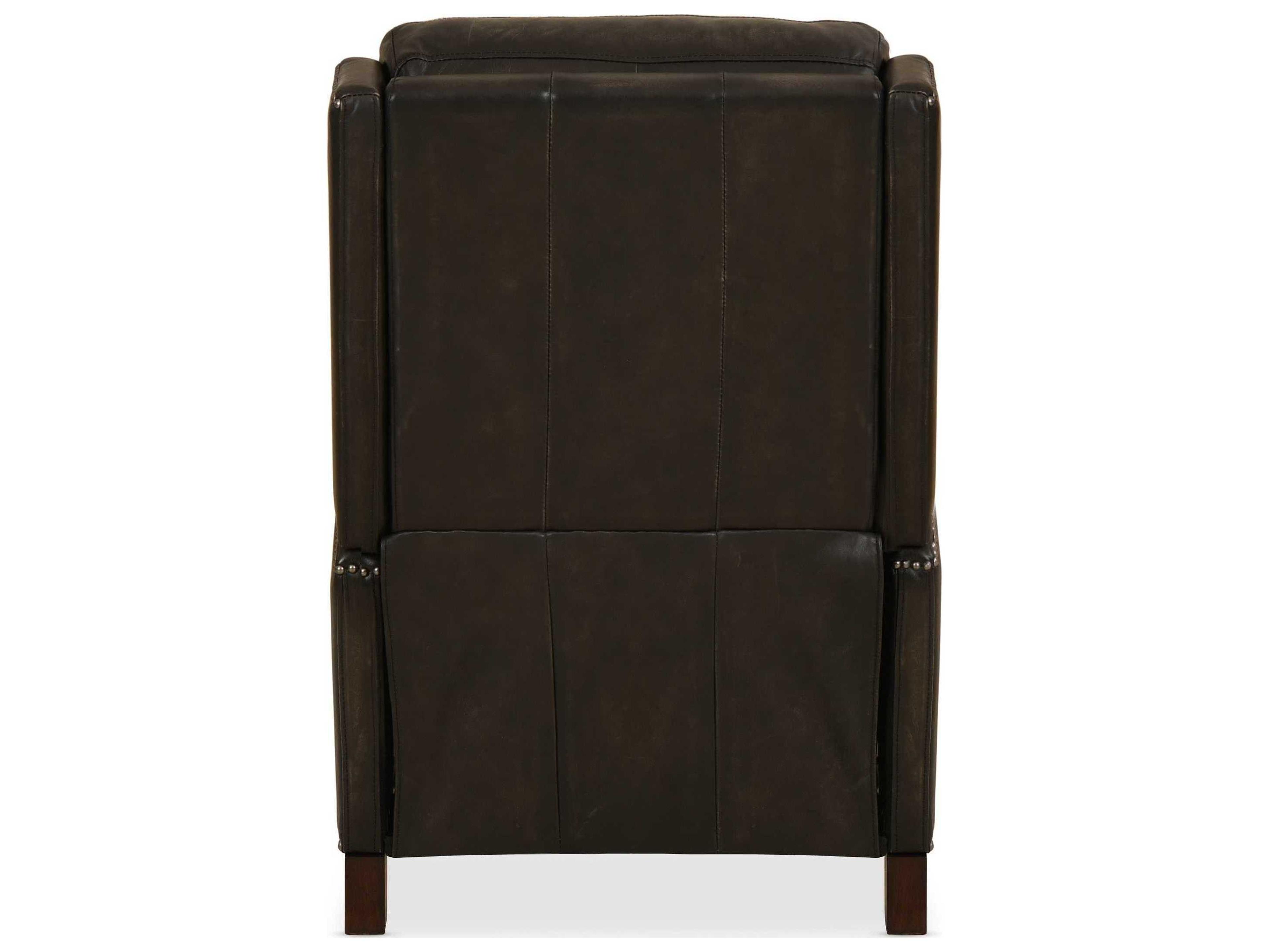 Hooker Furniture Declan Power Brindisi Trinita Dark Wood Black Leather Recliner with Headrest