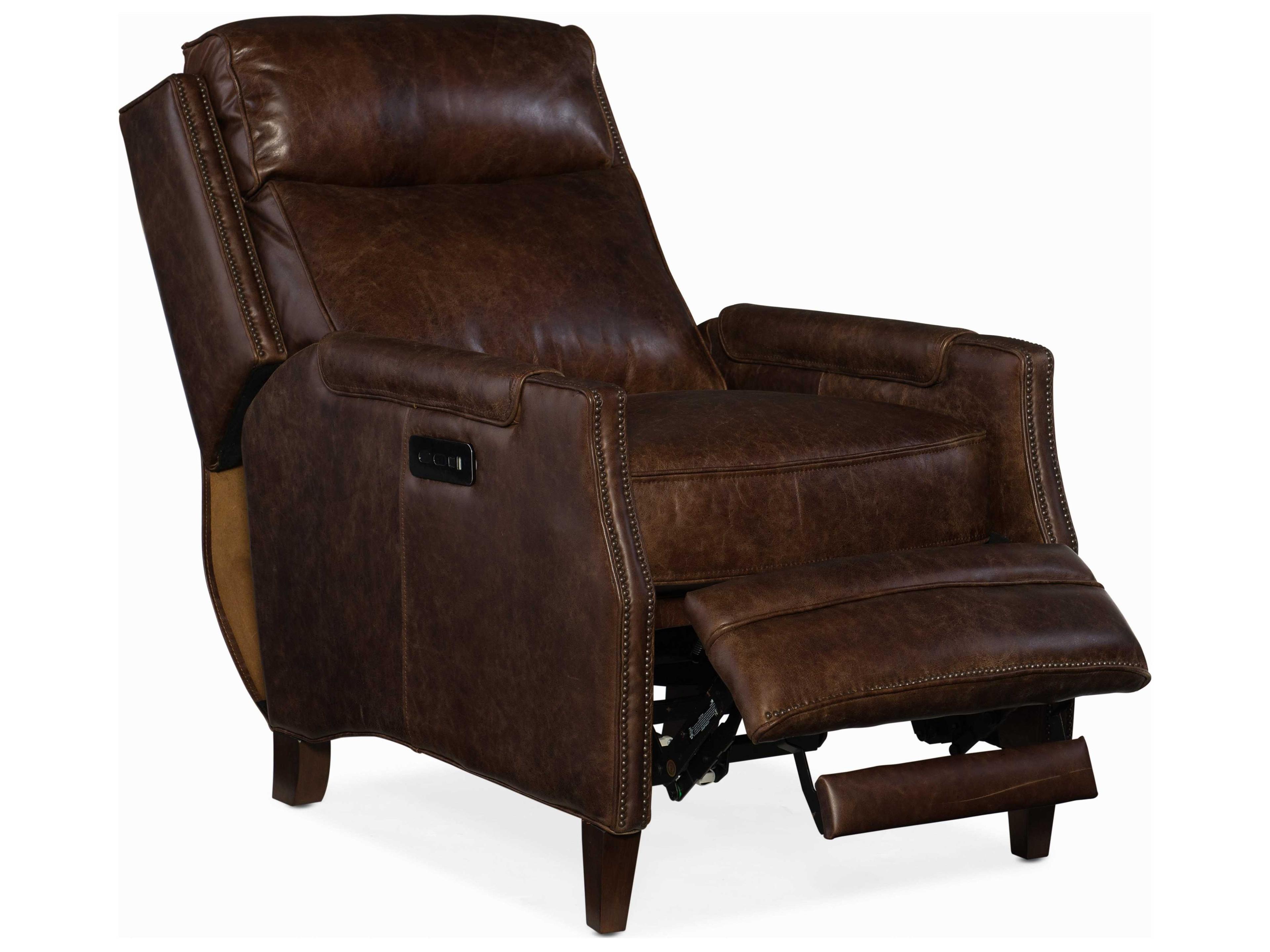 Luxecor Regale Power Brown Leather Recliner with Headrest