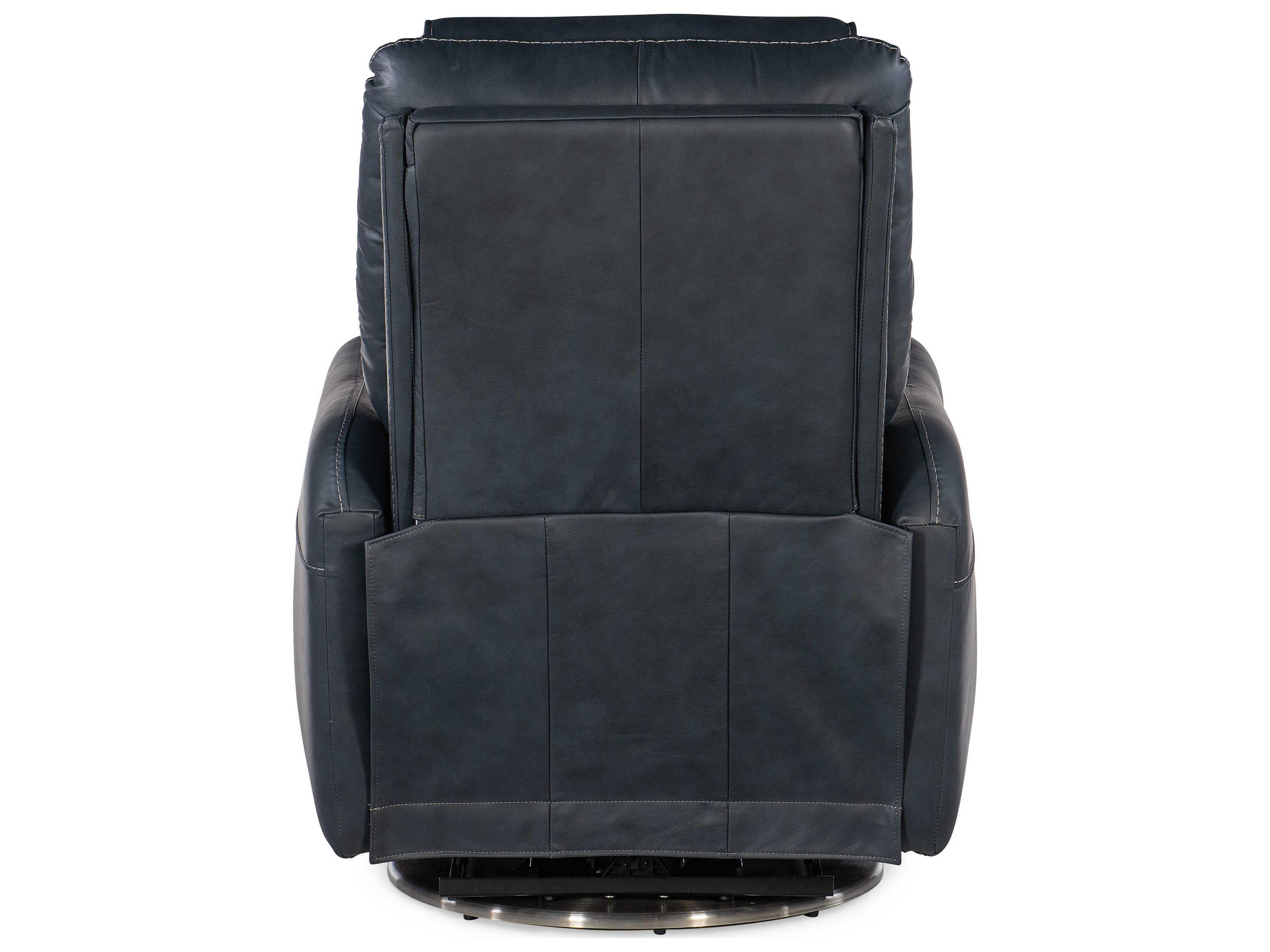Hooker Furniture Steffen Swivel Power Aline Sea Black Leather Recliner with Headrest