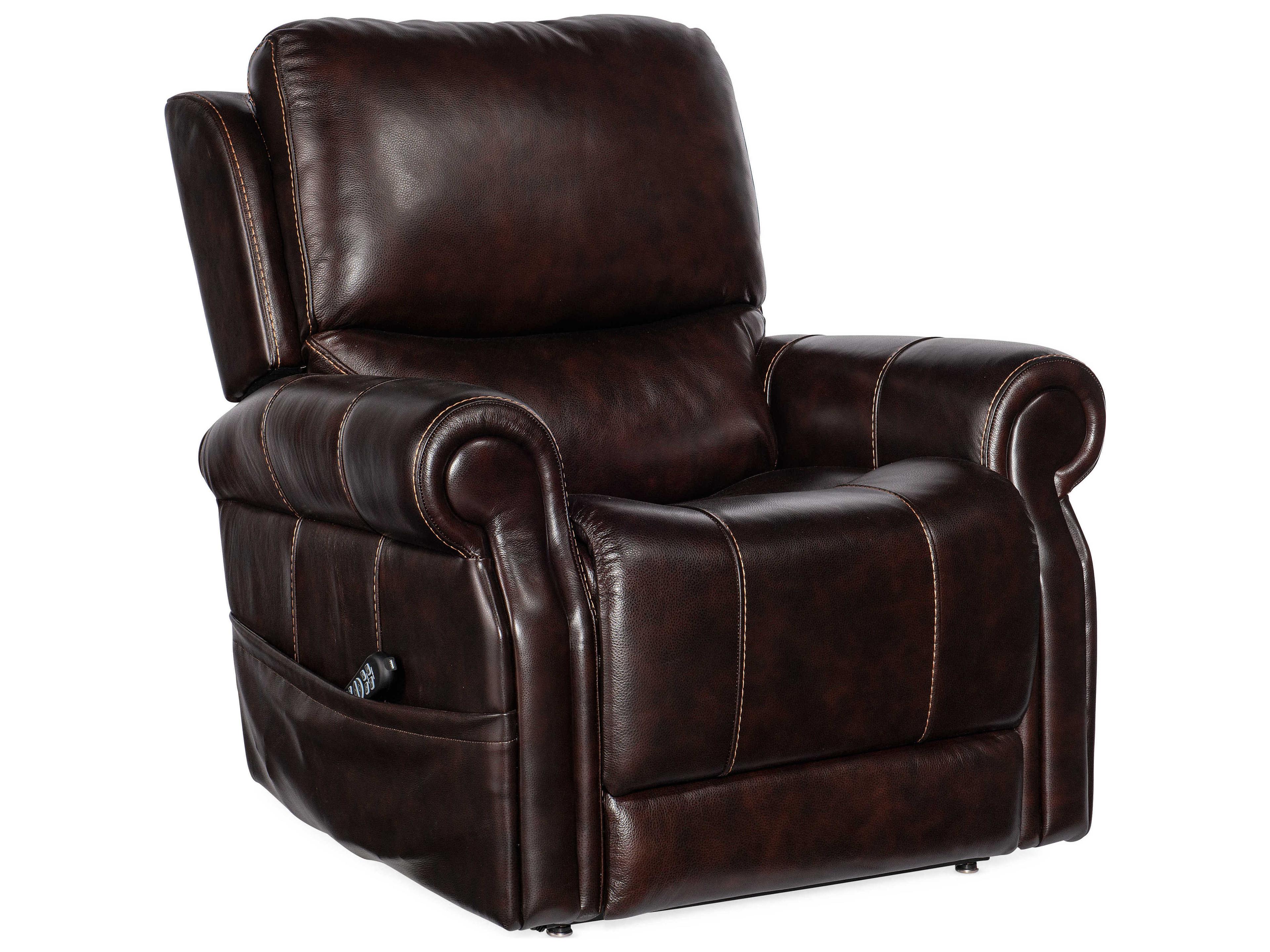 Eisley Power Maddison Walnut Brown Leather Recliner