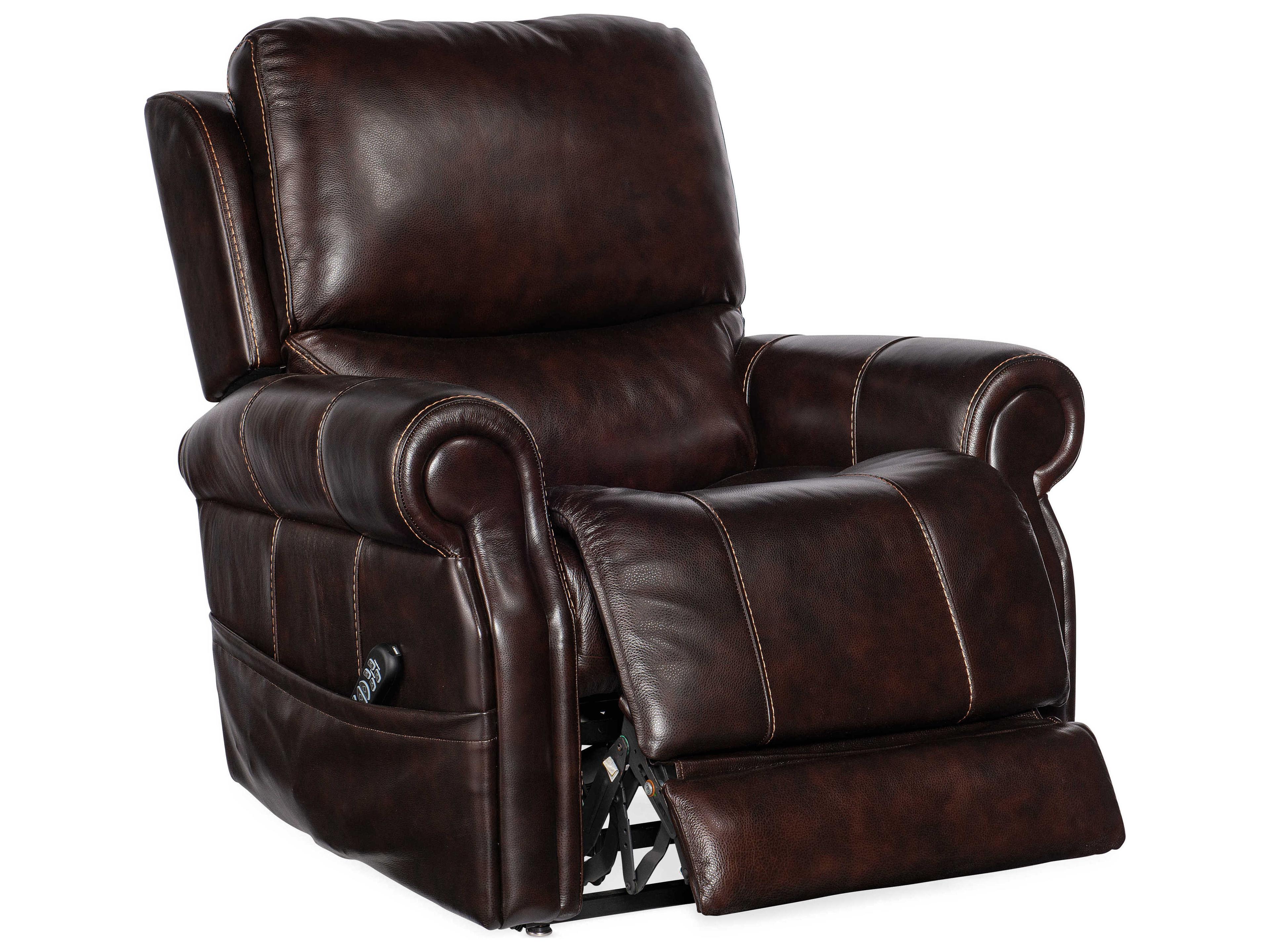 Hooker Furniture Eisley Power Maddison Walnut Brown Leather Recliner