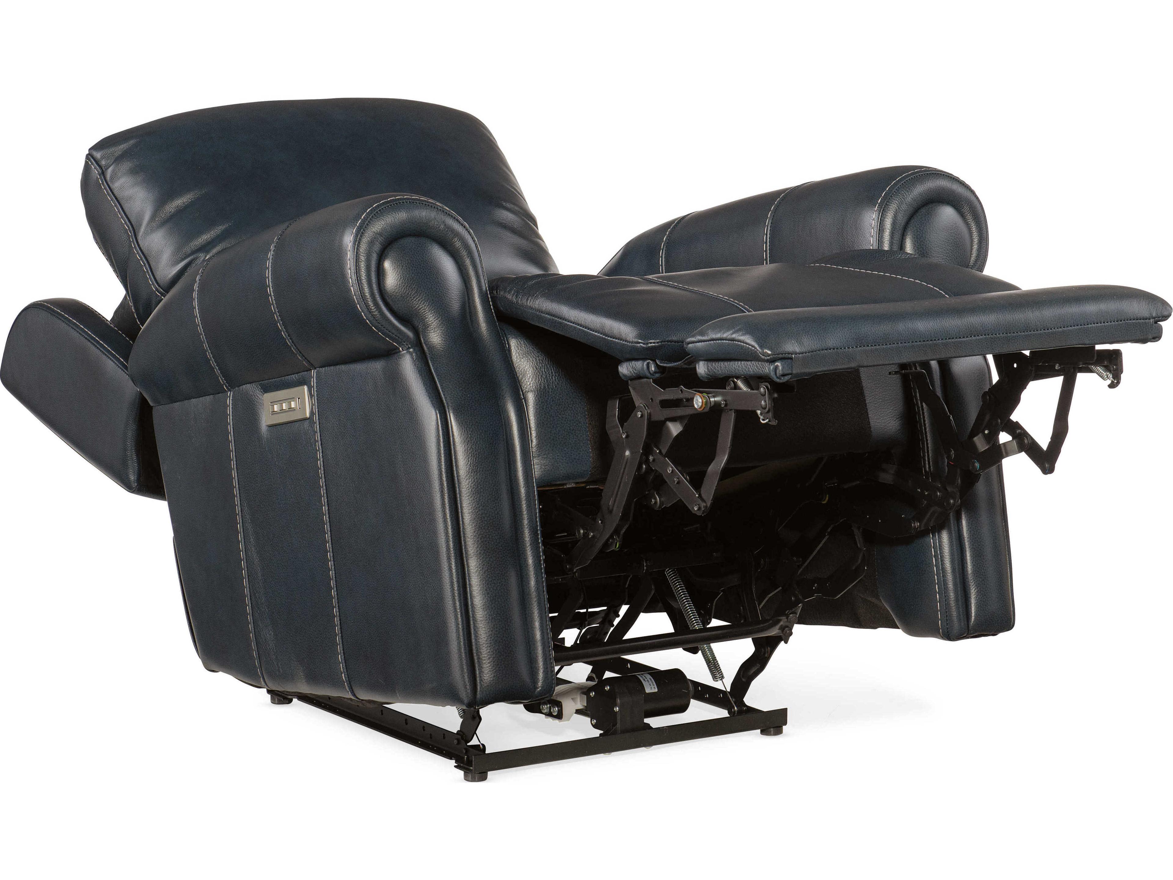 Hooker Furniture Eisley Power Sorrento Night Seas Black Leather Recliner with Headrest and Lumbar