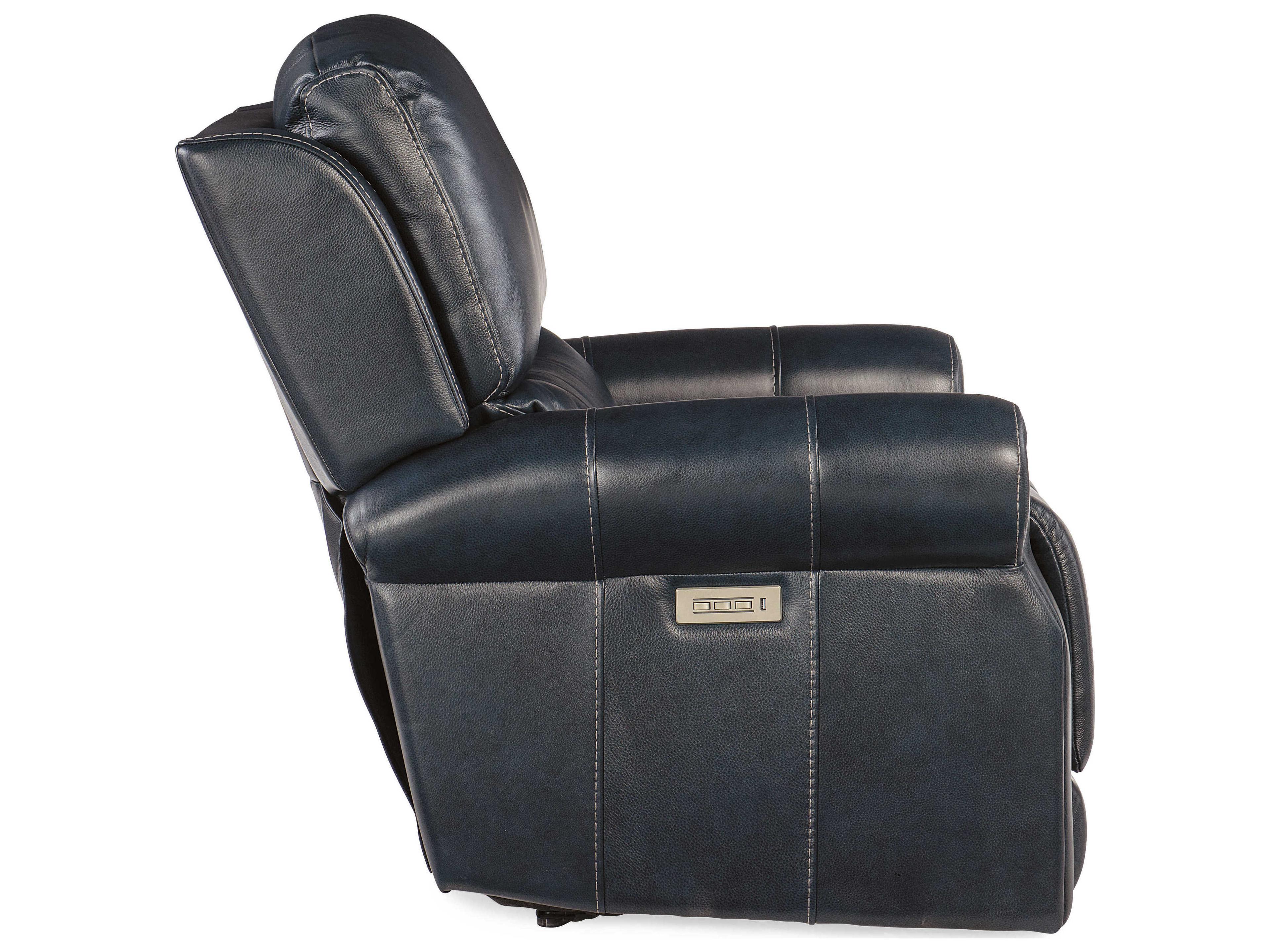 Hooker Furniture Eisley Power Sorrento Night Seas Black Leather Recliner with Headrest and Lumbar