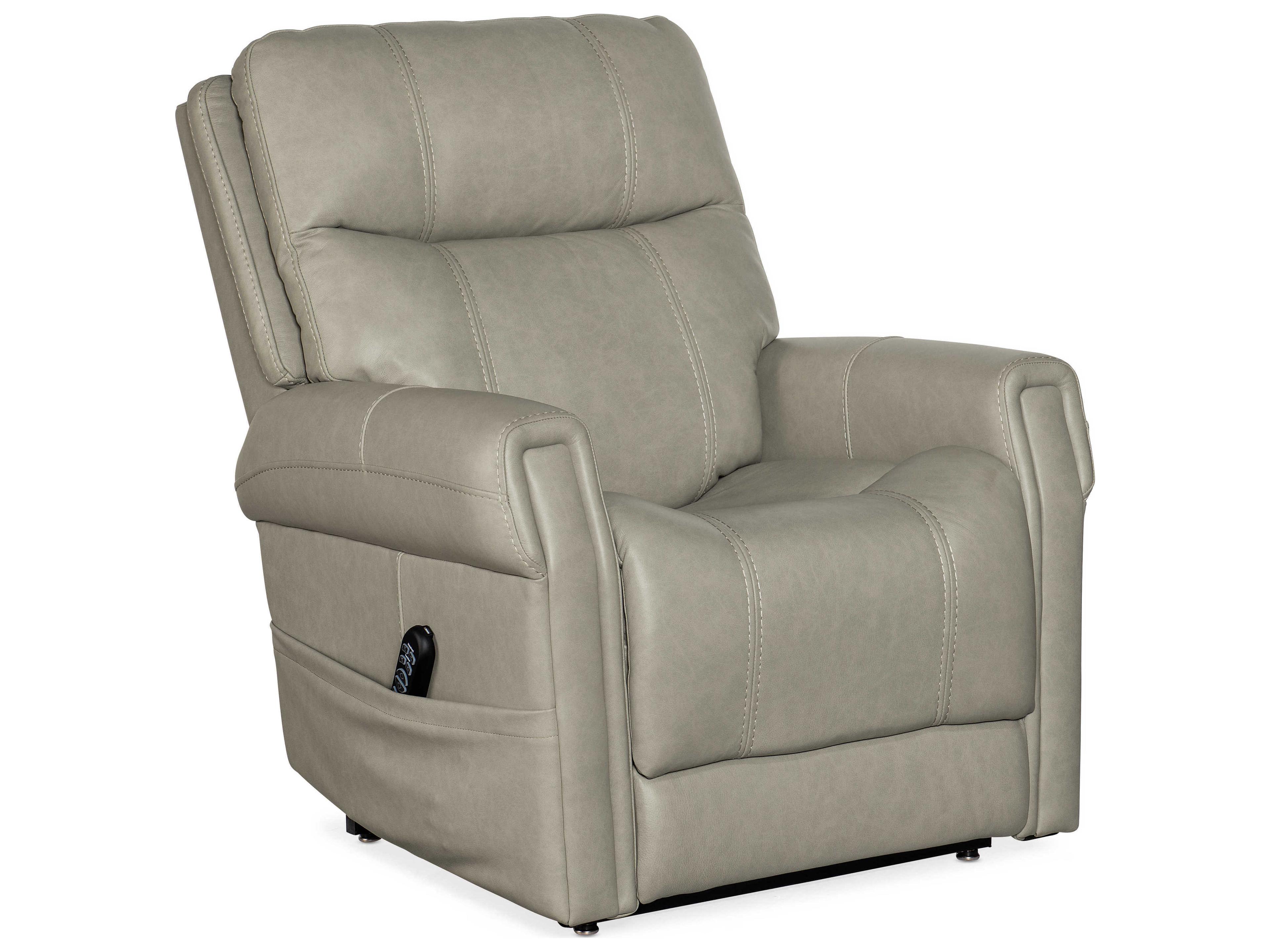 Hooker Furniture Carroll Power Milton Fog Gray Leather Recliner