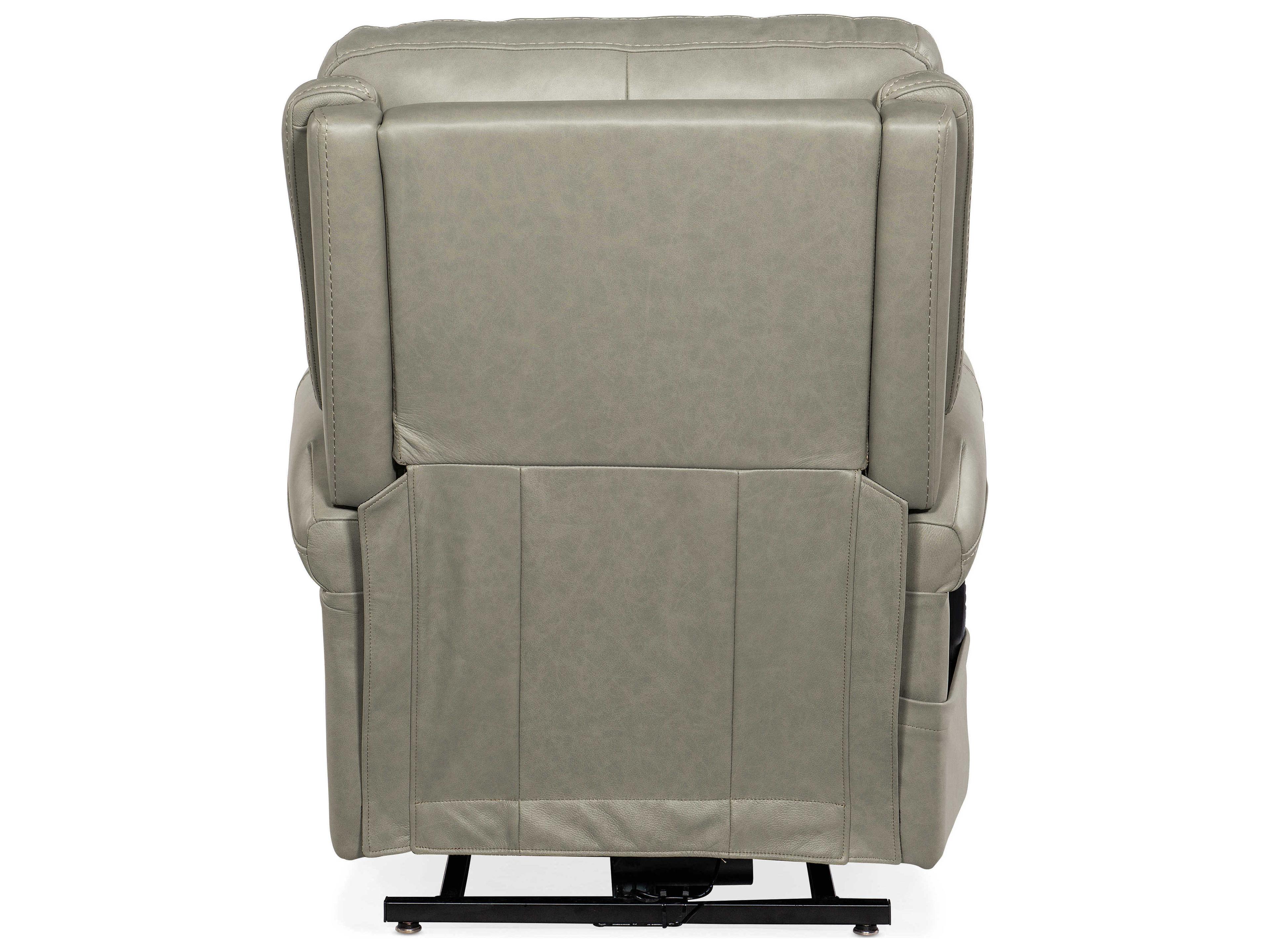 Hooker Furniture Carroll Power Milton Fog Gray Leather Recliner