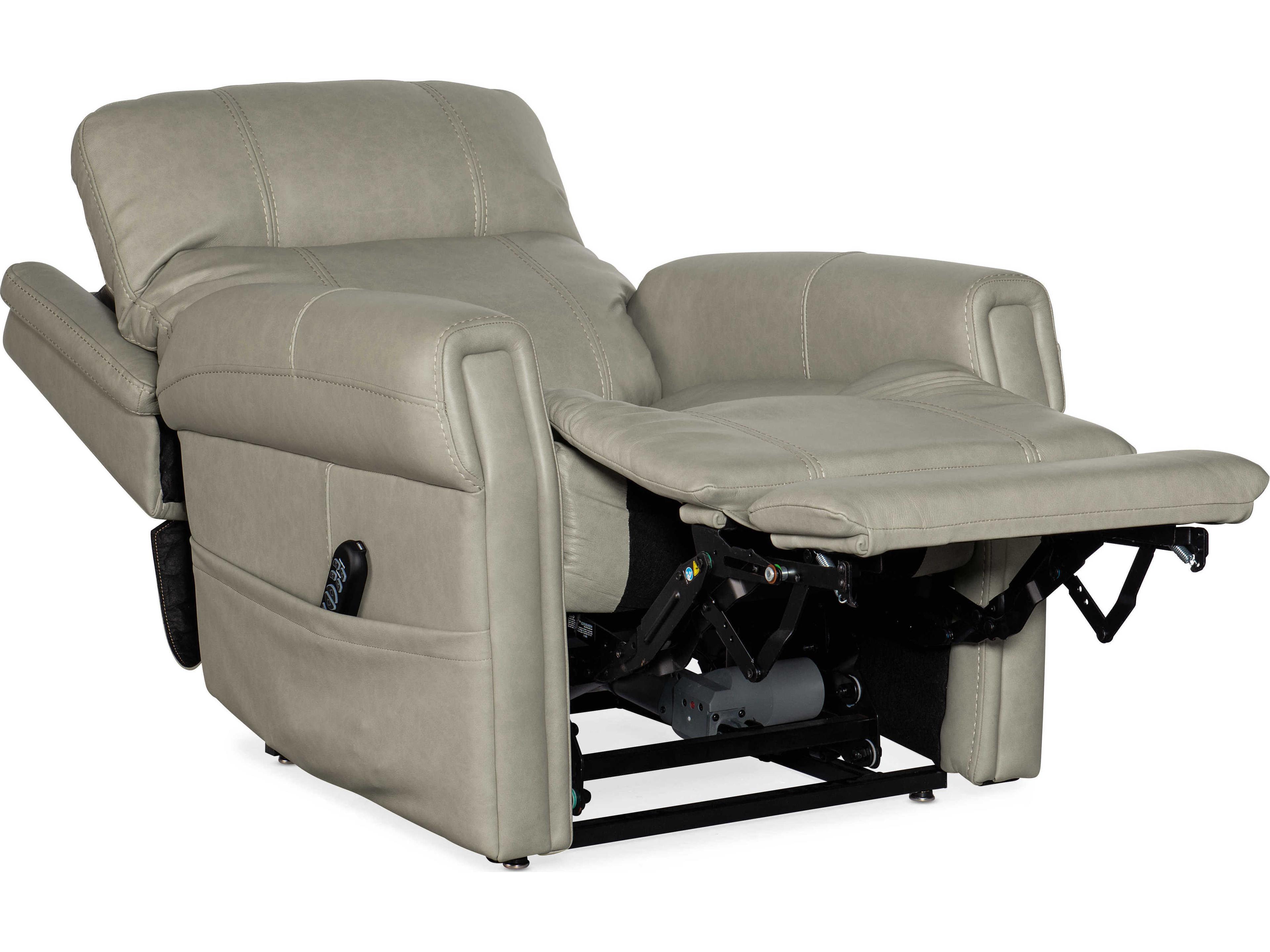 Hooker Furniture Carroll Power Milton Fog Gray Leather Recliner