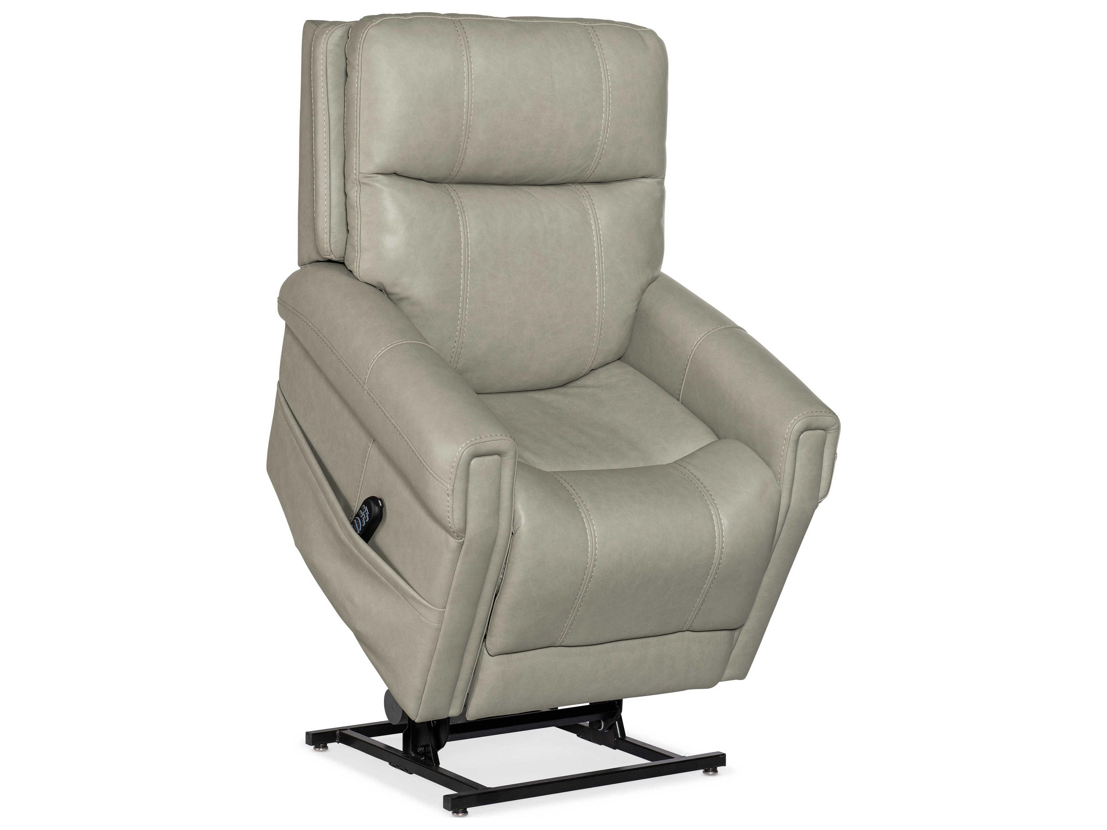 Hooker Furniture Carroll Power Milton Fog Gray Leather Recliner