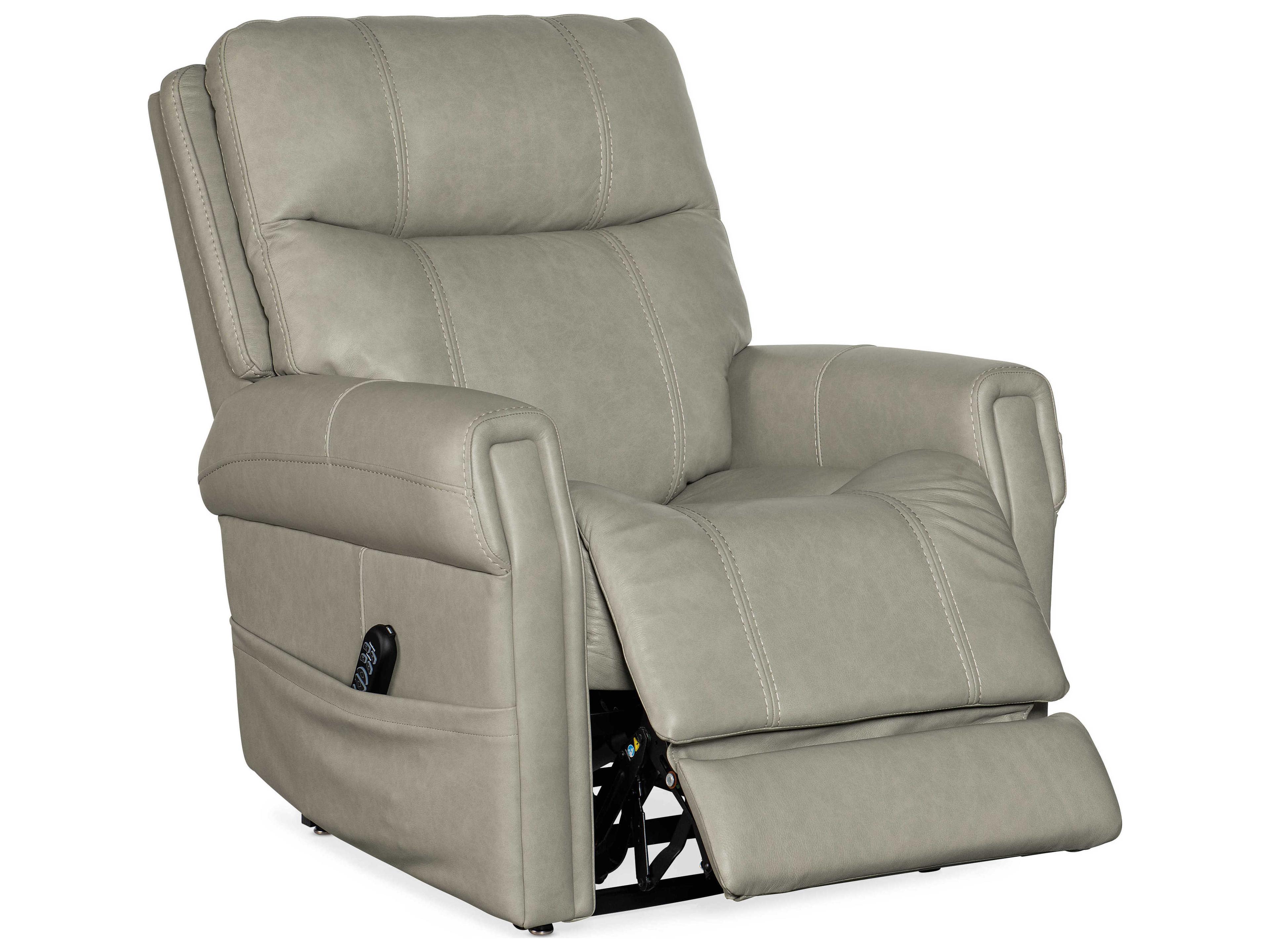 Hooker Furniture Carroll Power Milton Fog Gray Leather Recliner