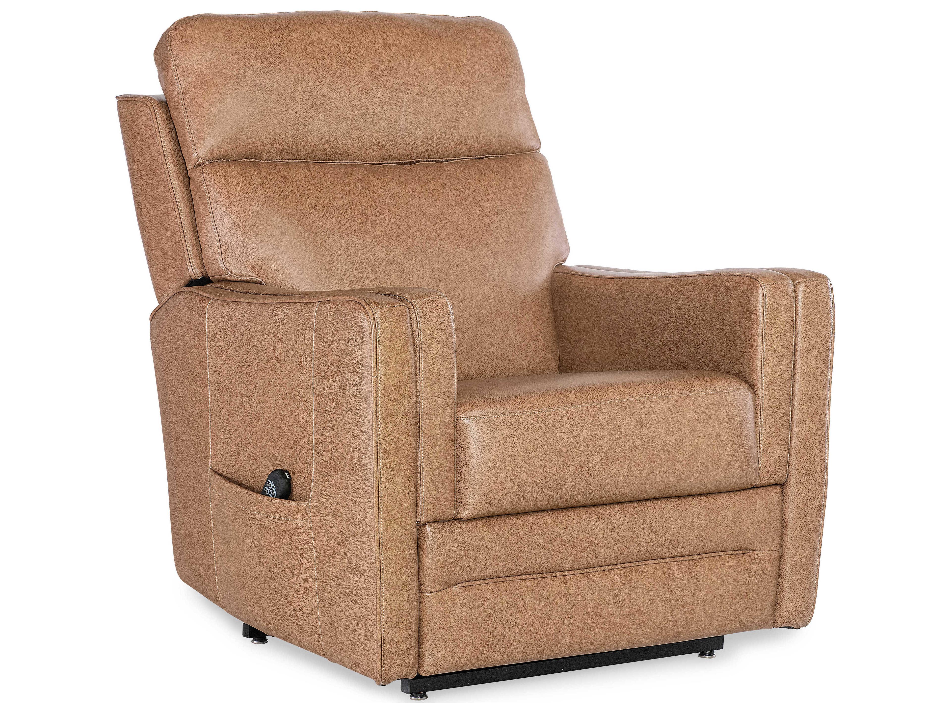 Hooker Furniture Thyme Seville Fawn Brown Leather Recliner with Power Headrest