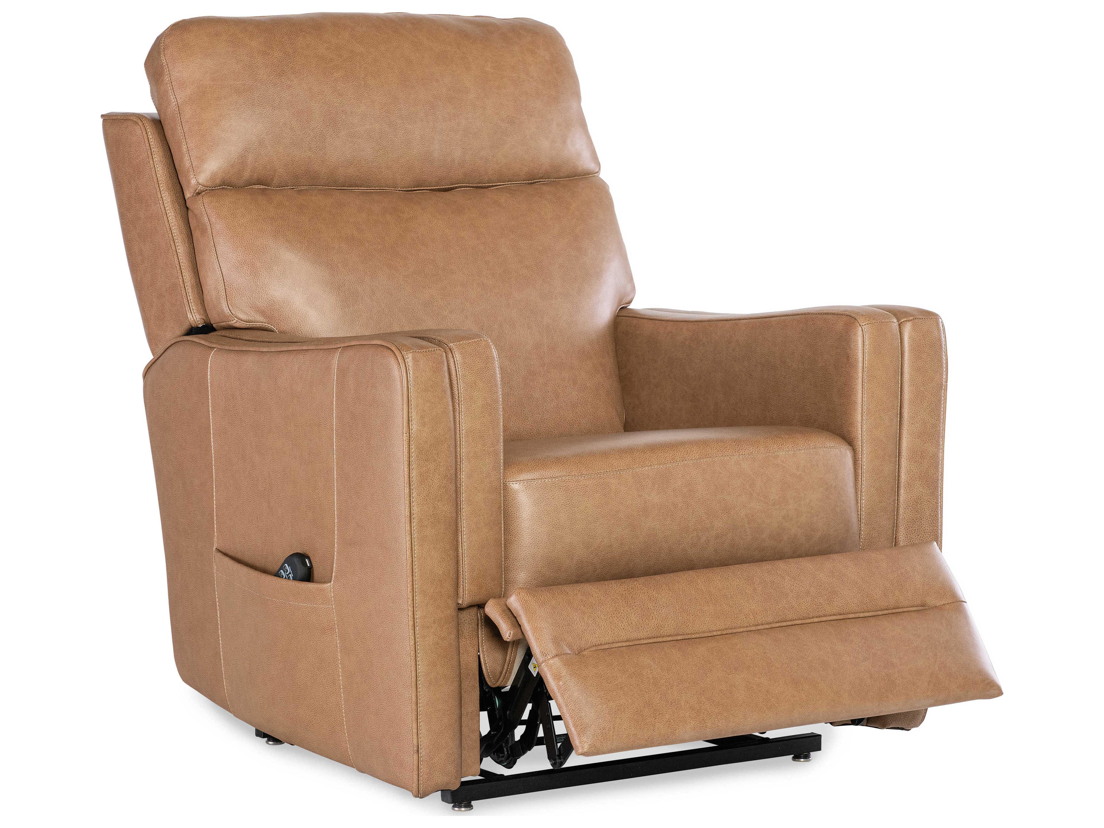 Hooker Furniture Thyme Seville Fawn Brown Leather Recliner with Power Headrest