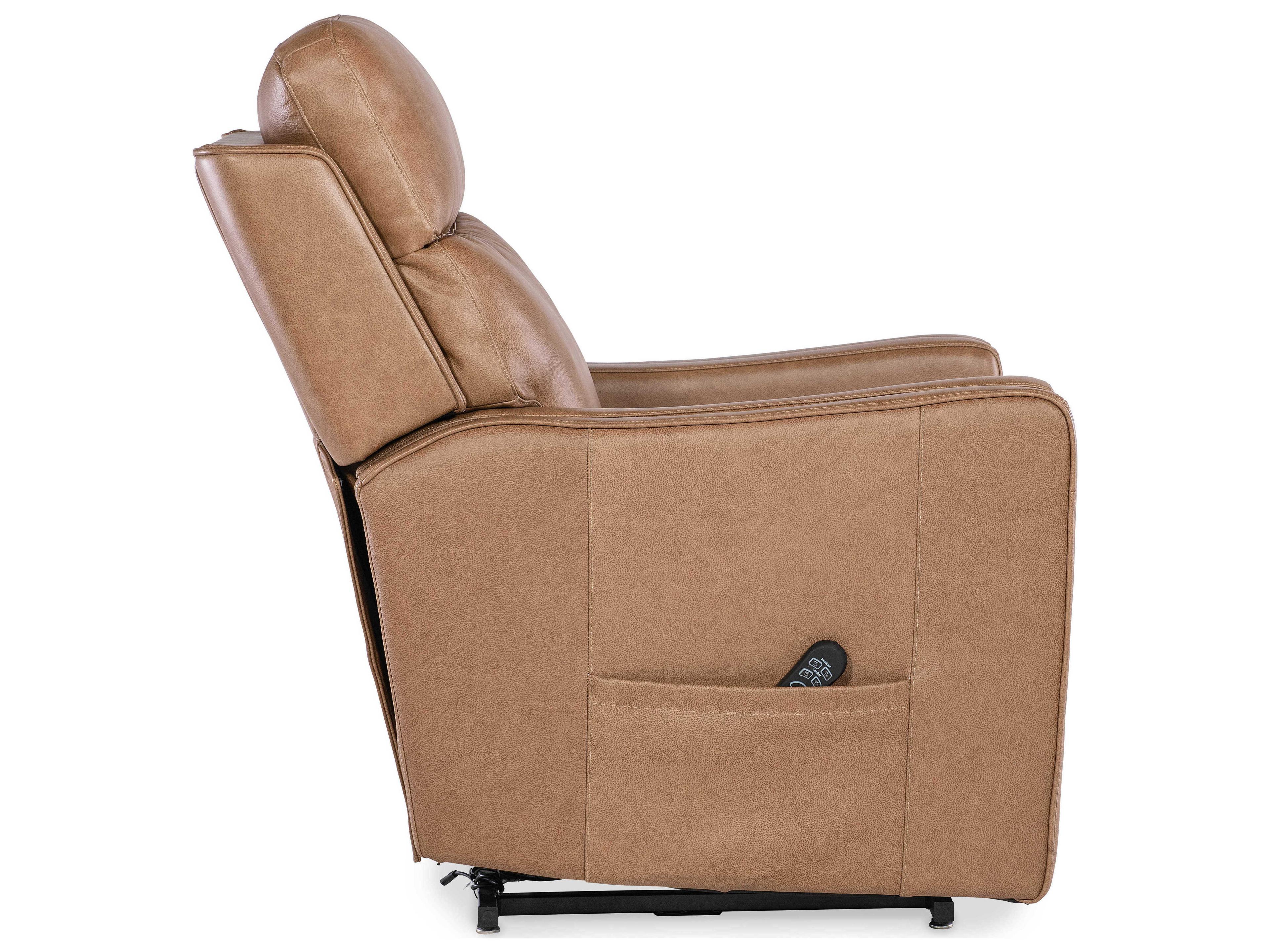 Hooker Furniture Thyme Seville Fawn Brown Leather Recliner with Power Headrest