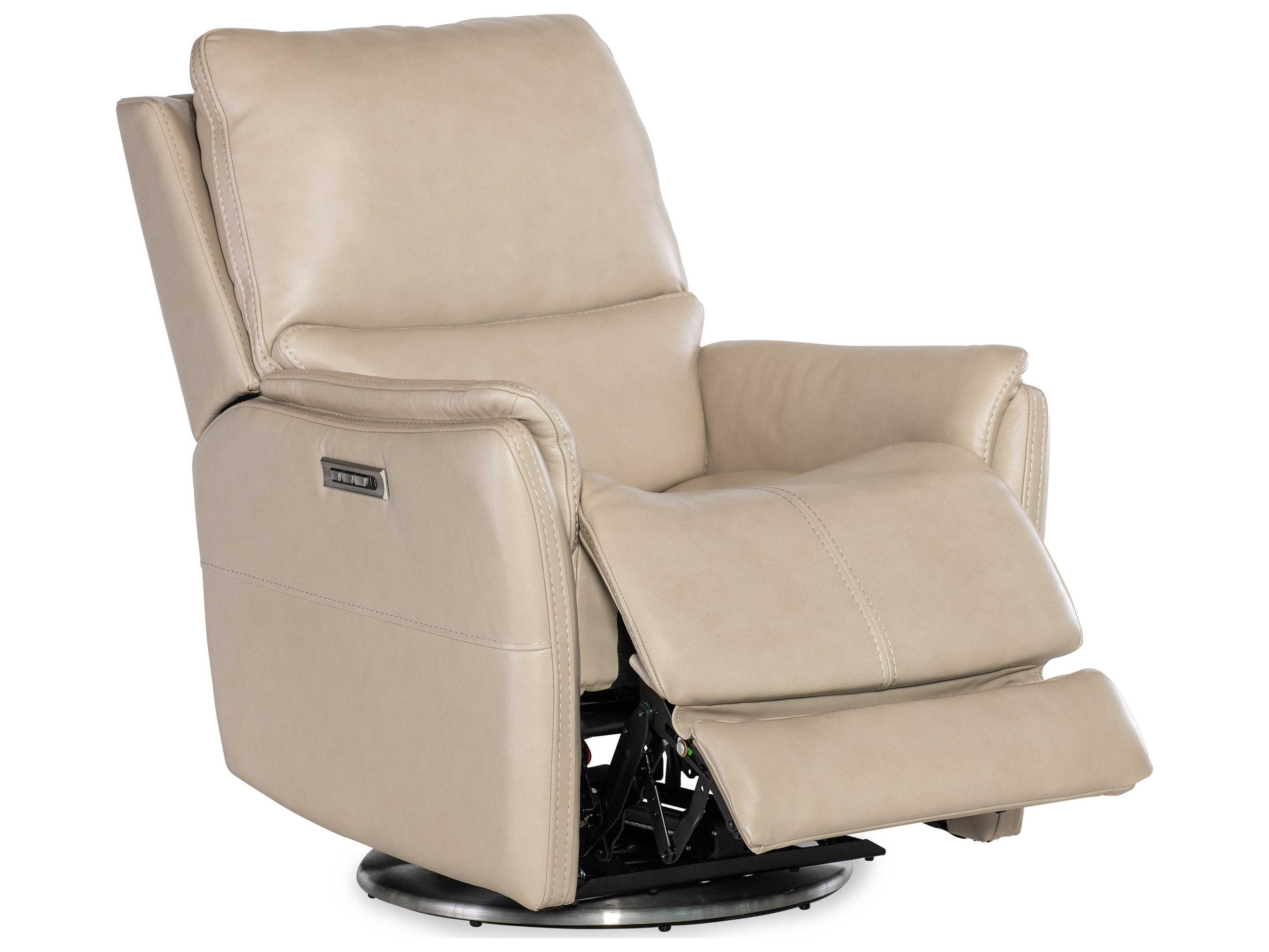 Luxecor Soiree Zero Gravity Maverick Ivory Beige Leather Recliner with Power Headrest
