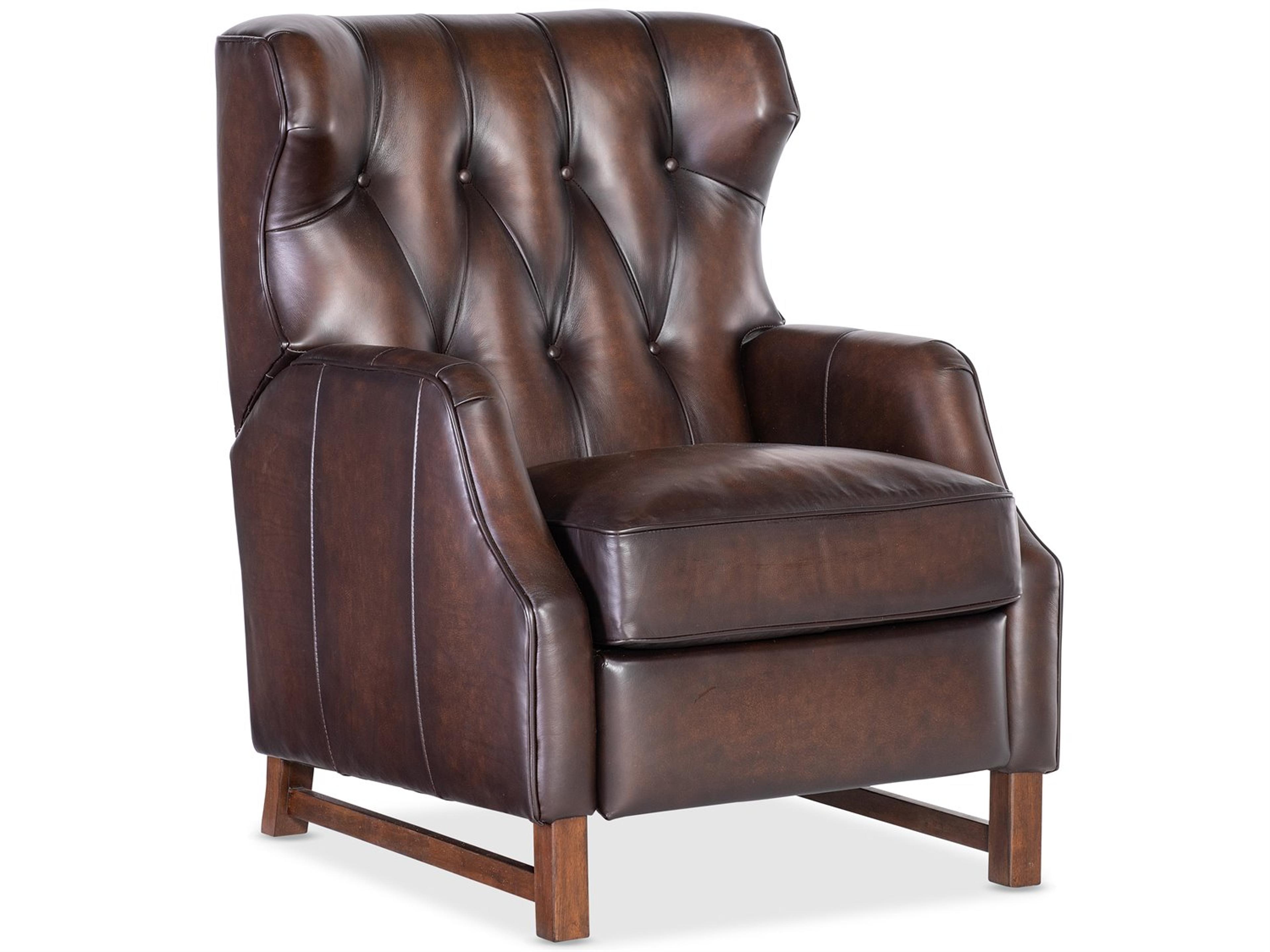 Rc Henderson Wood Ed Base Brown Leather Recliner