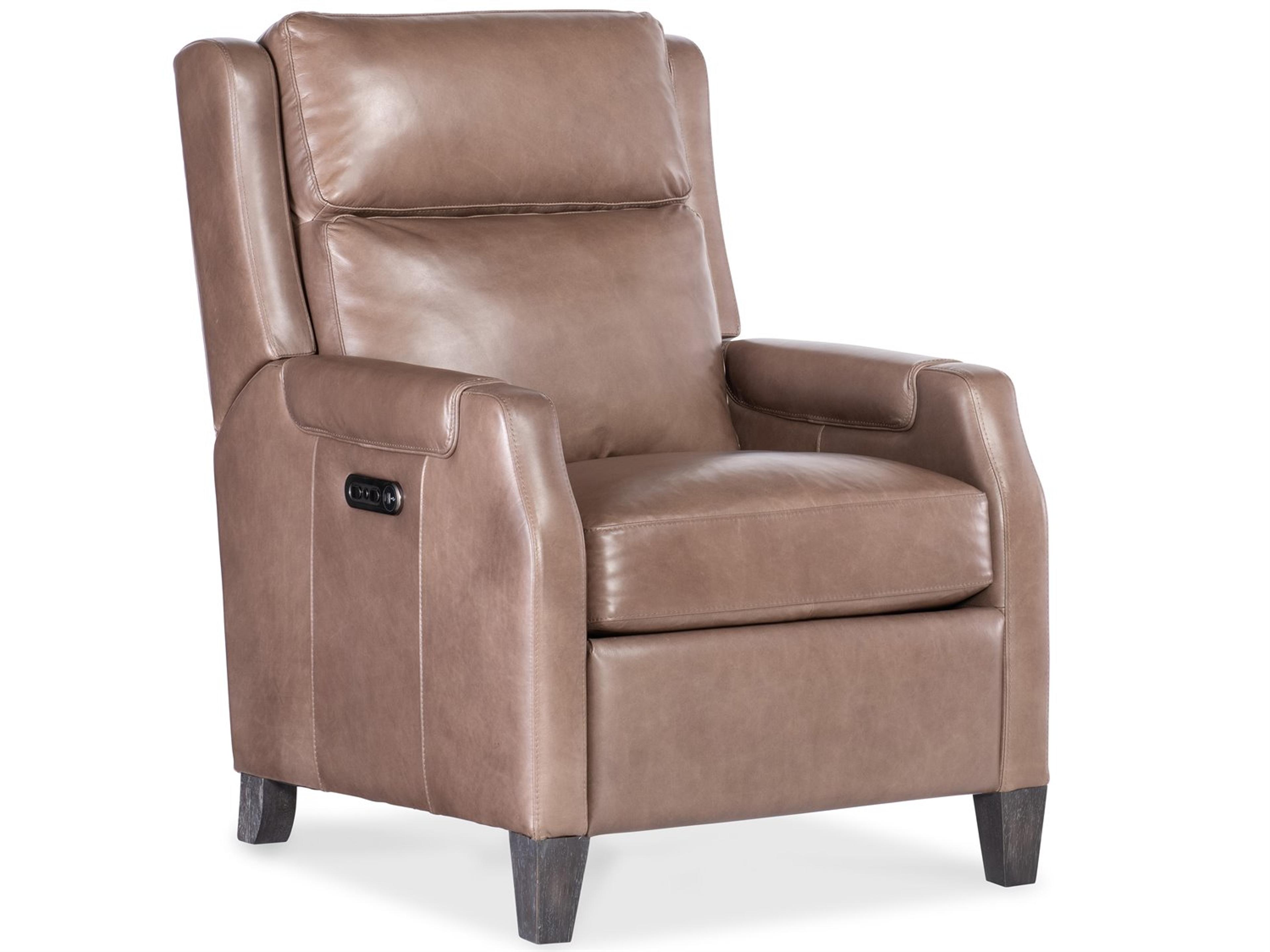Rc Nelson Dark Wood Brown Leather Recliner