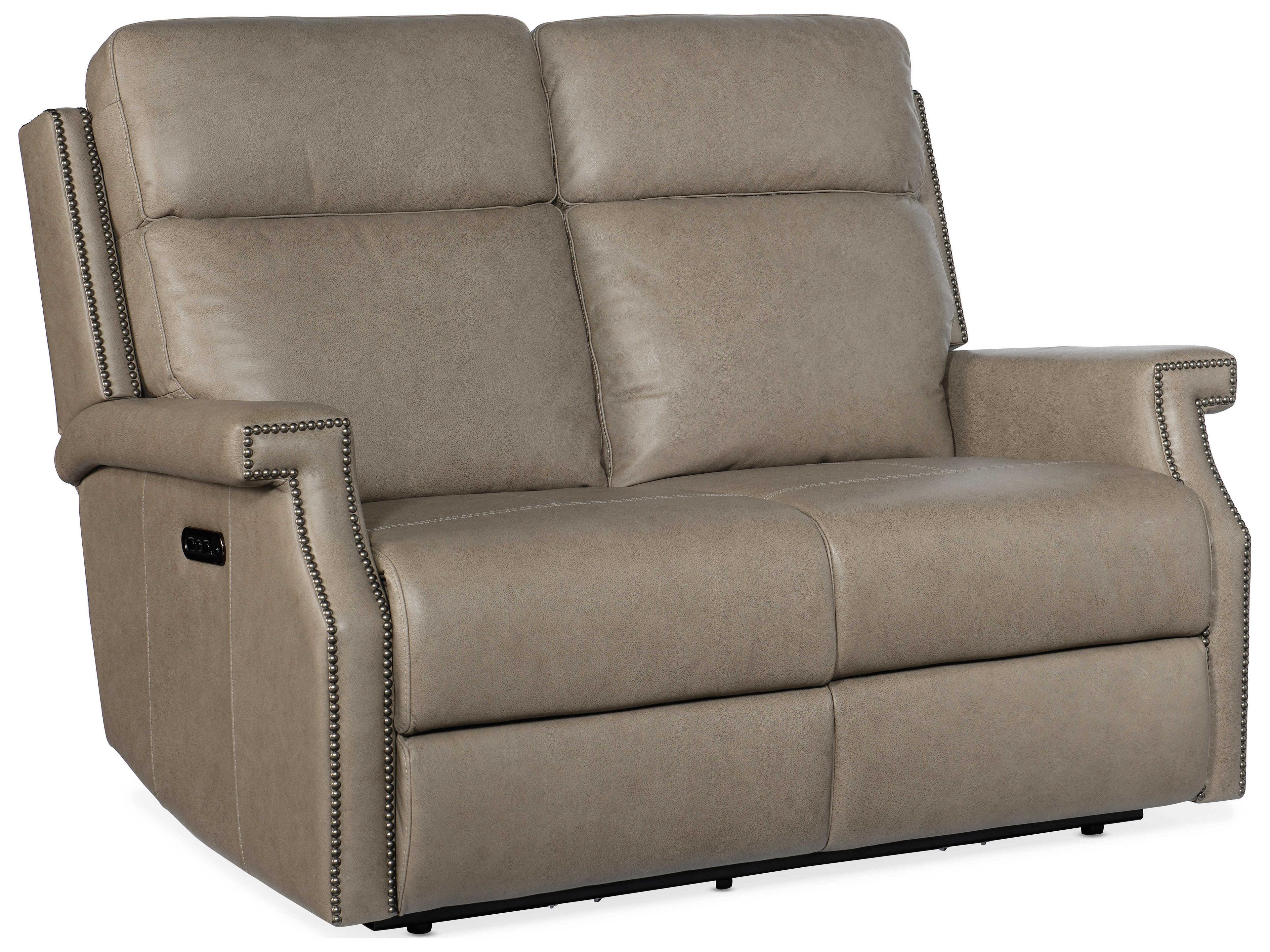 Vaughn Zero Gravity Shattered Stone Gray Leather Loveseat with Power Headrest