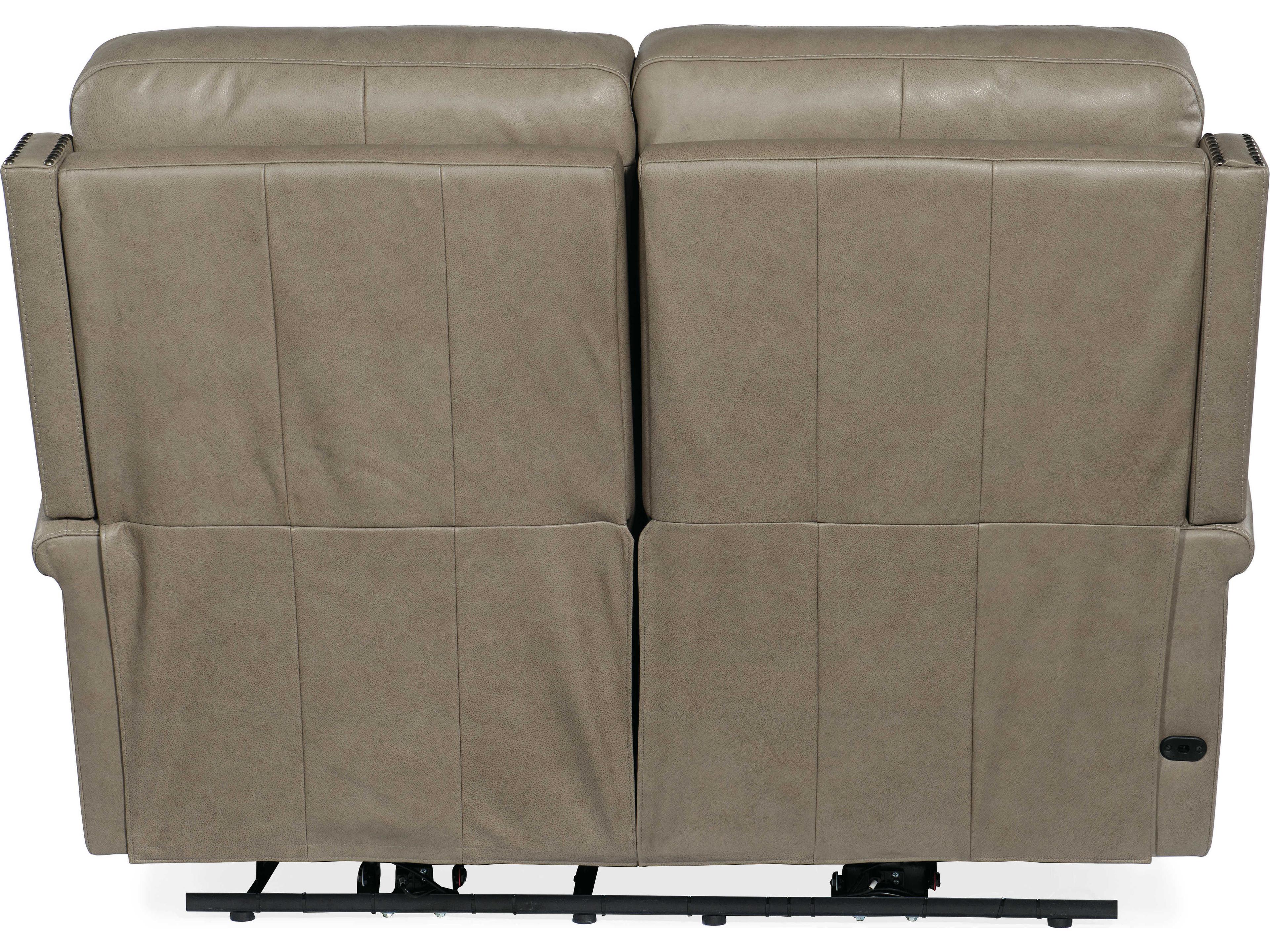 Luxecor Vaughn Zero Gravity Shattered Stone Gray Leather Loveseat with Power Headrest