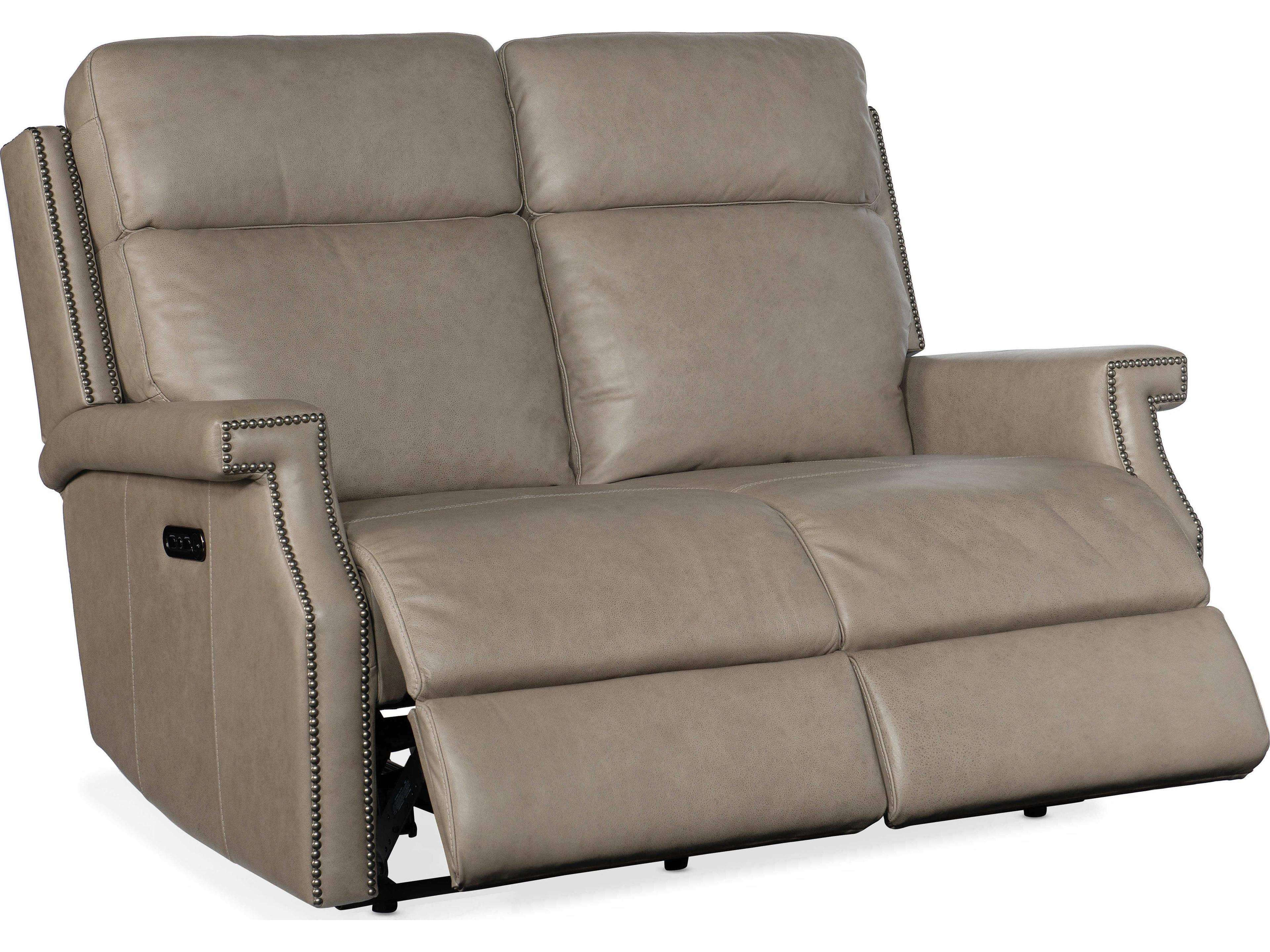 Luxecor Vaughn Zero Gravity Shattered Stone Gray Leather Loveseat with Power Headrest