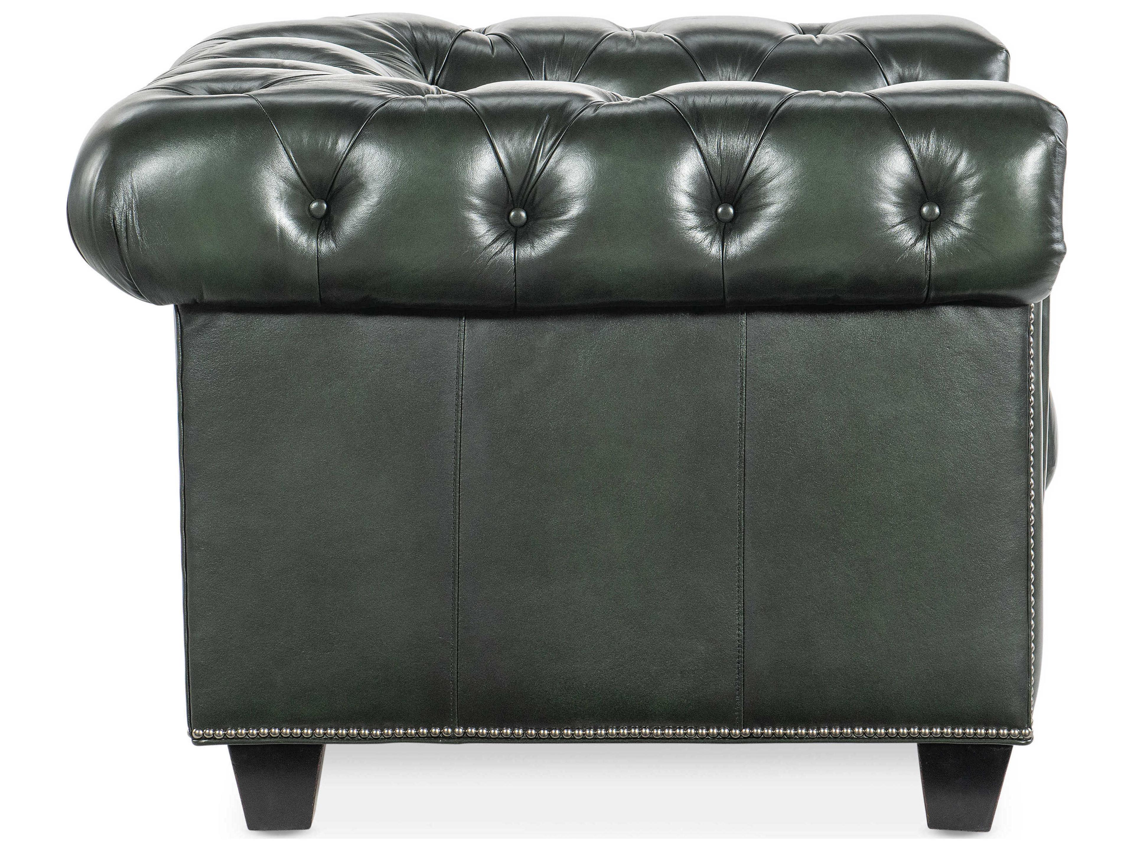 Luxecor Heritage Tufted Green Leather Accent Chair