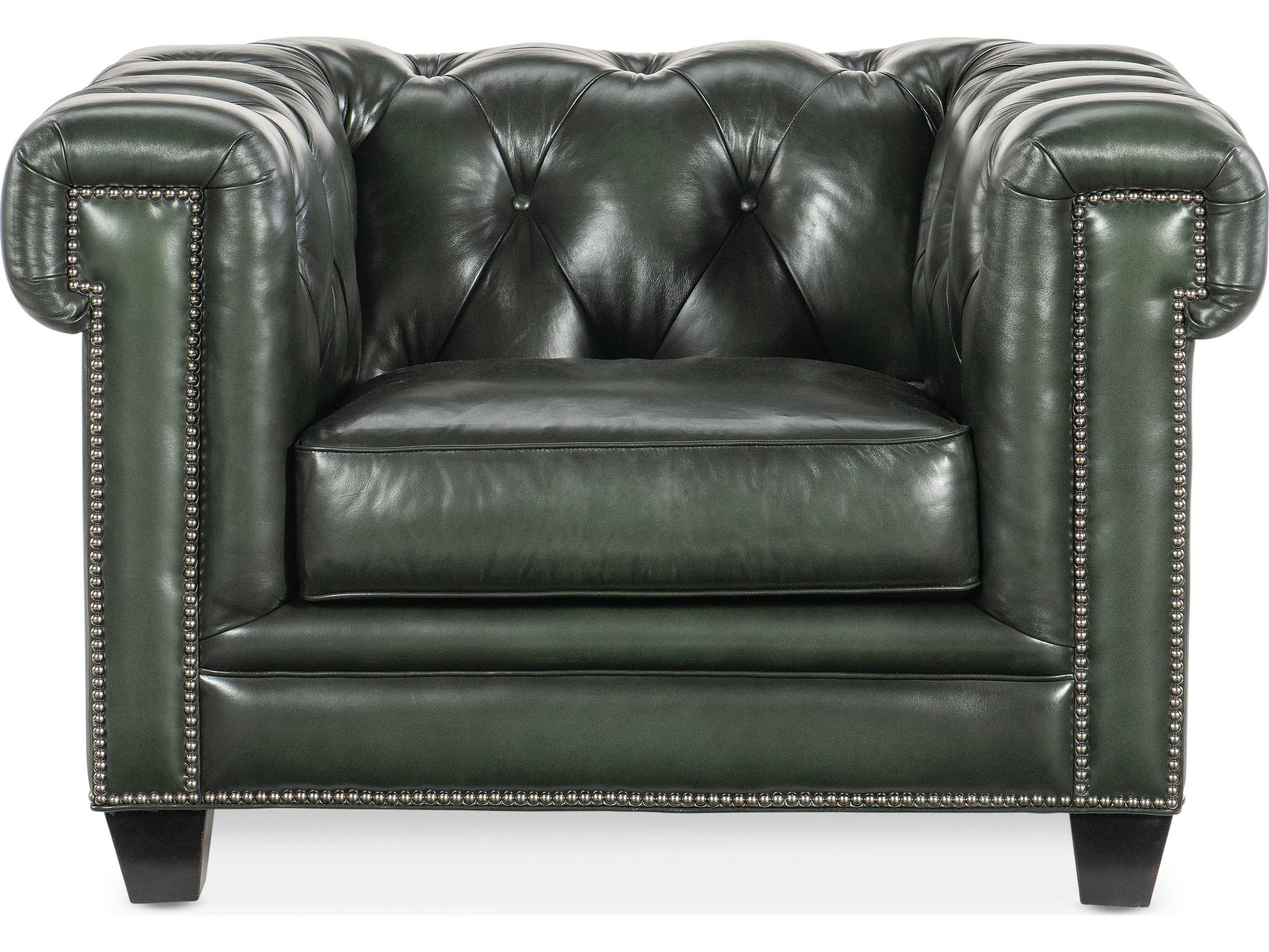 Luxecor Heritage Tufted Green Leather Accent Chair