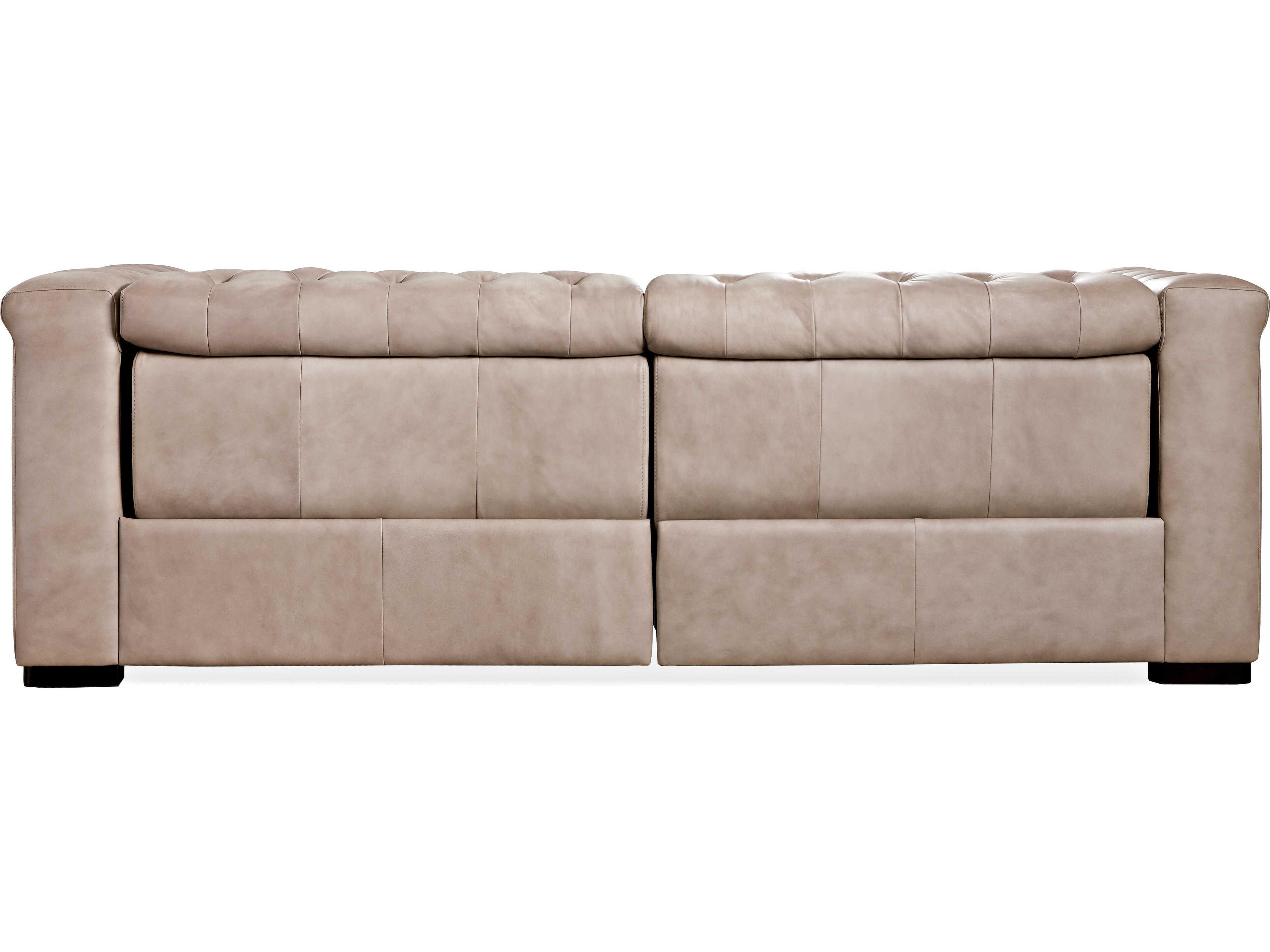 Hooker Furniture Savion Tufted Giovanni Taupe Beige Leather Sofa