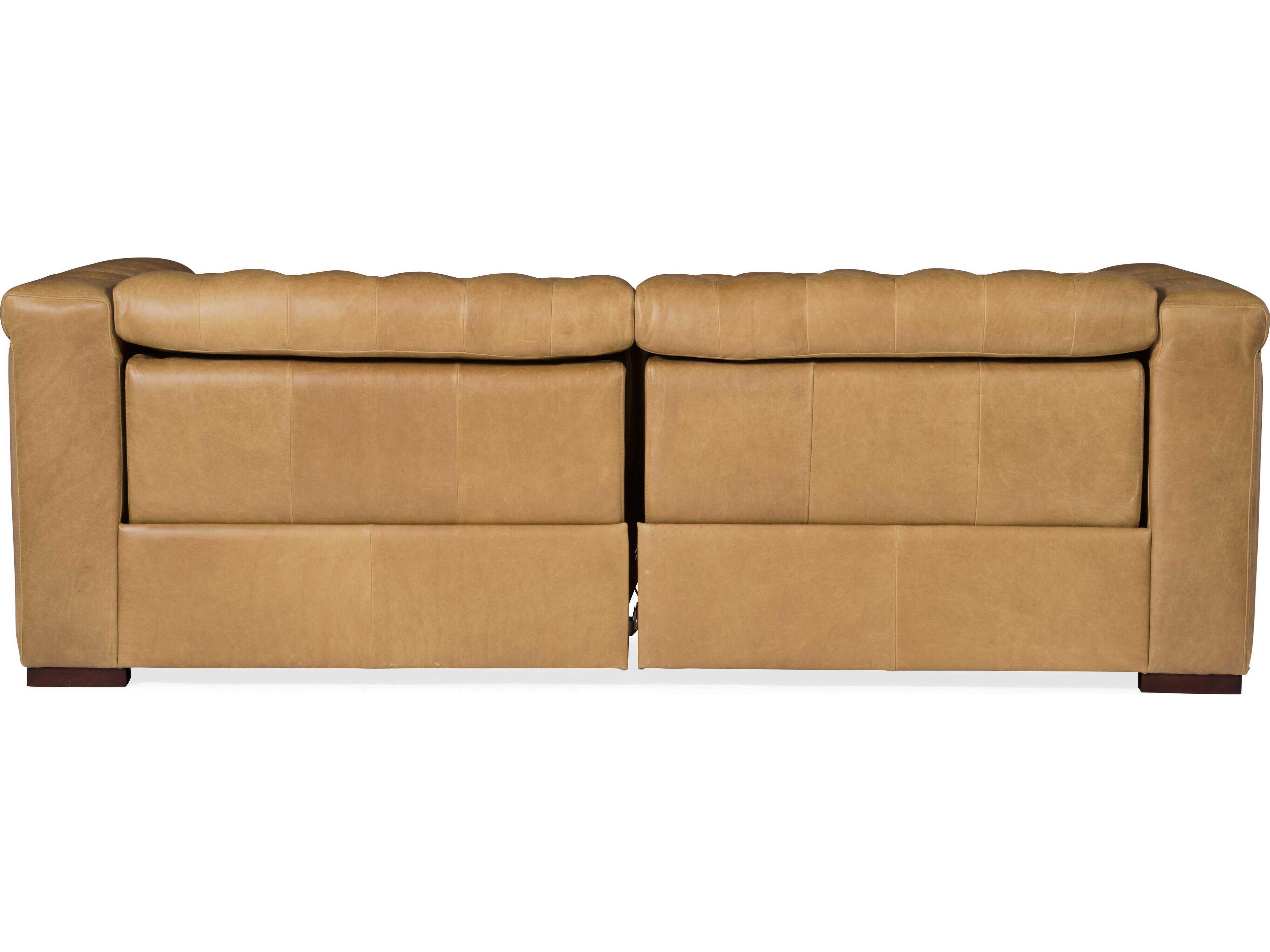 Hooker Furniture Savion Tufted Saddlebag Coin Brown Leather Sofa