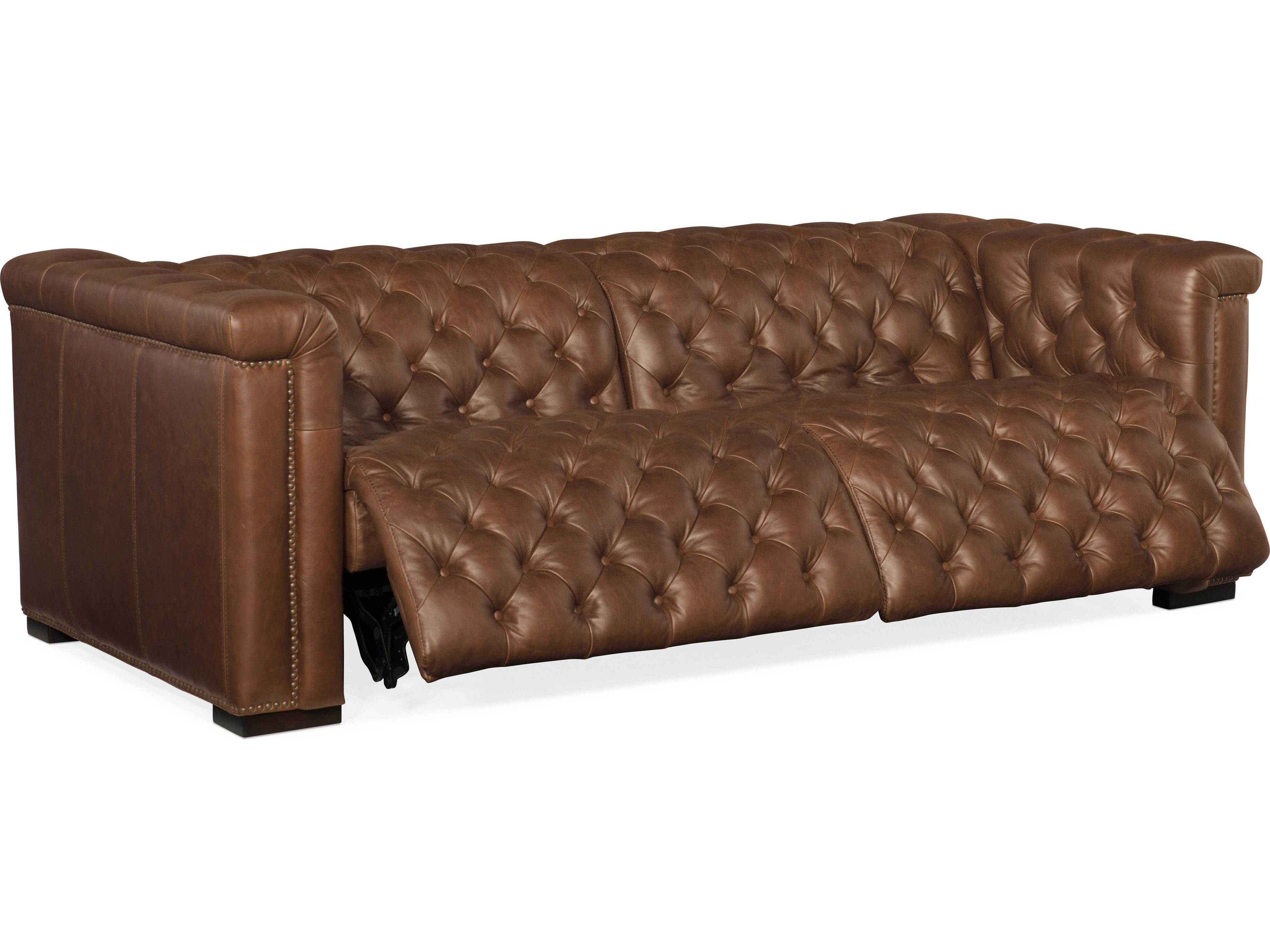 Hooker Furniture Savion Tufted Saddlebag Lodge Brown Leather Sofa